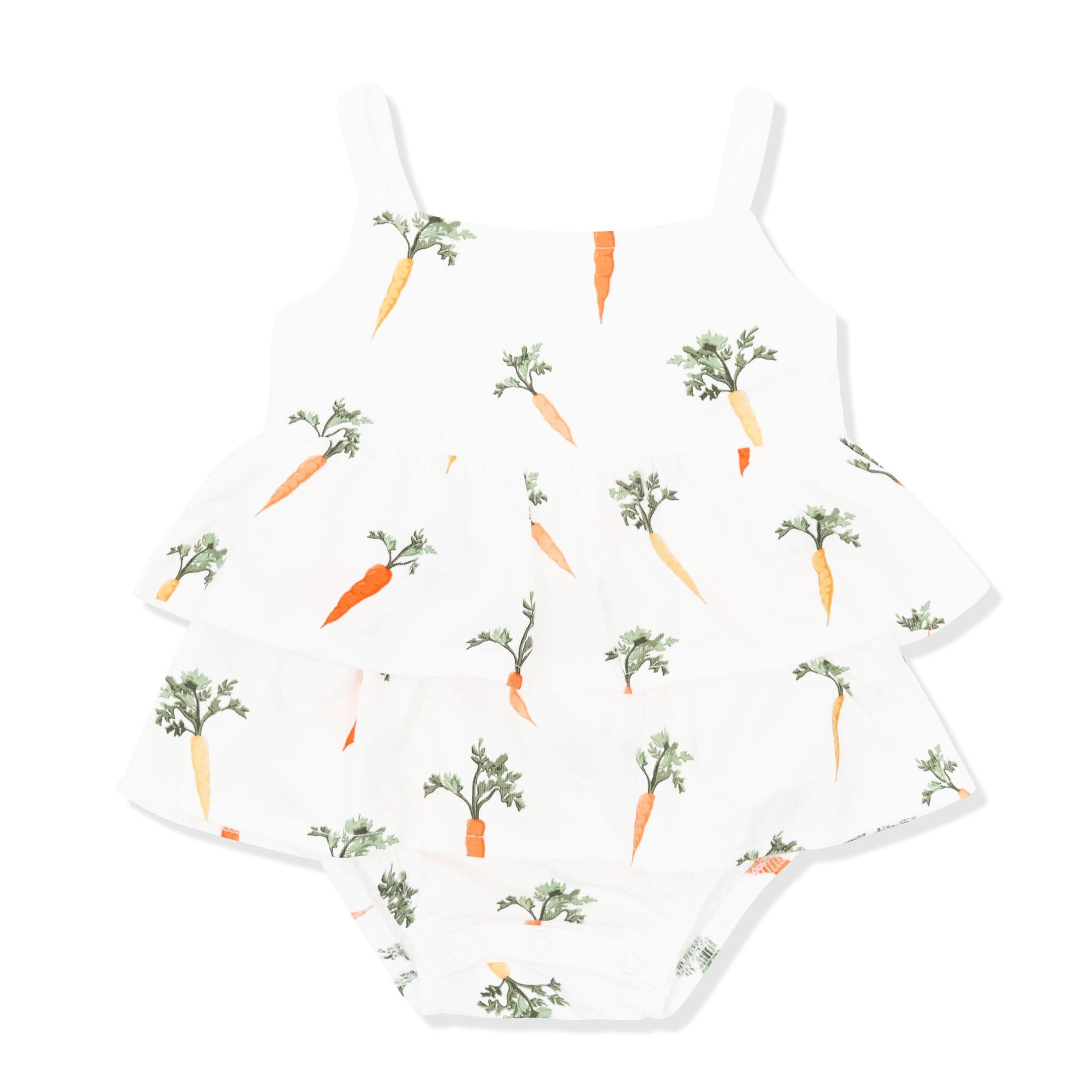 Spaghetti Strap Ruffle Romper in Carrot - Image 2