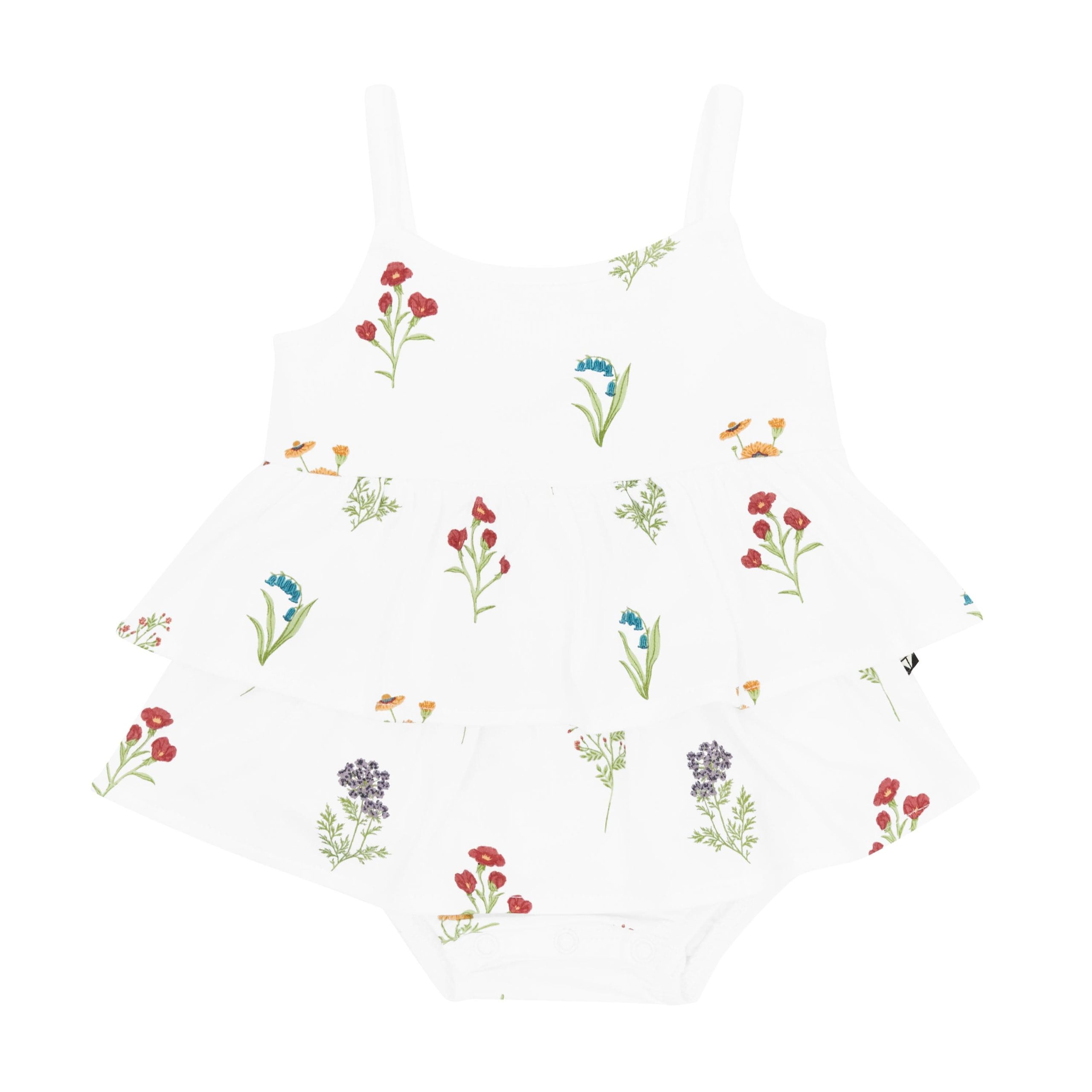 Spaghetti Strap Ruffle Romper in Wildflower - Image 2