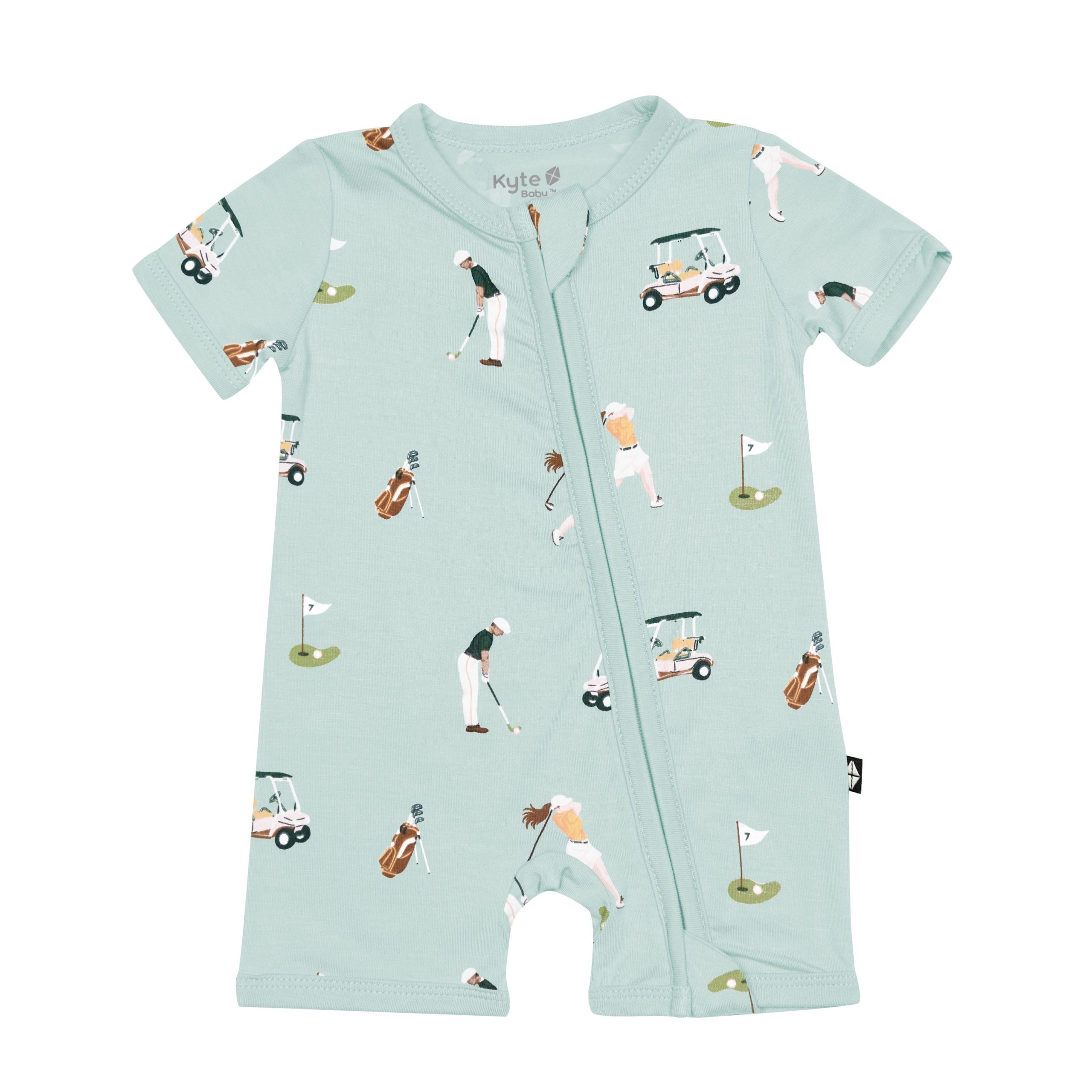 Zippered Shortall Romper in Golf - Image 2