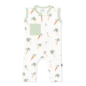 Zippered Sleeveless Romper in Carrot