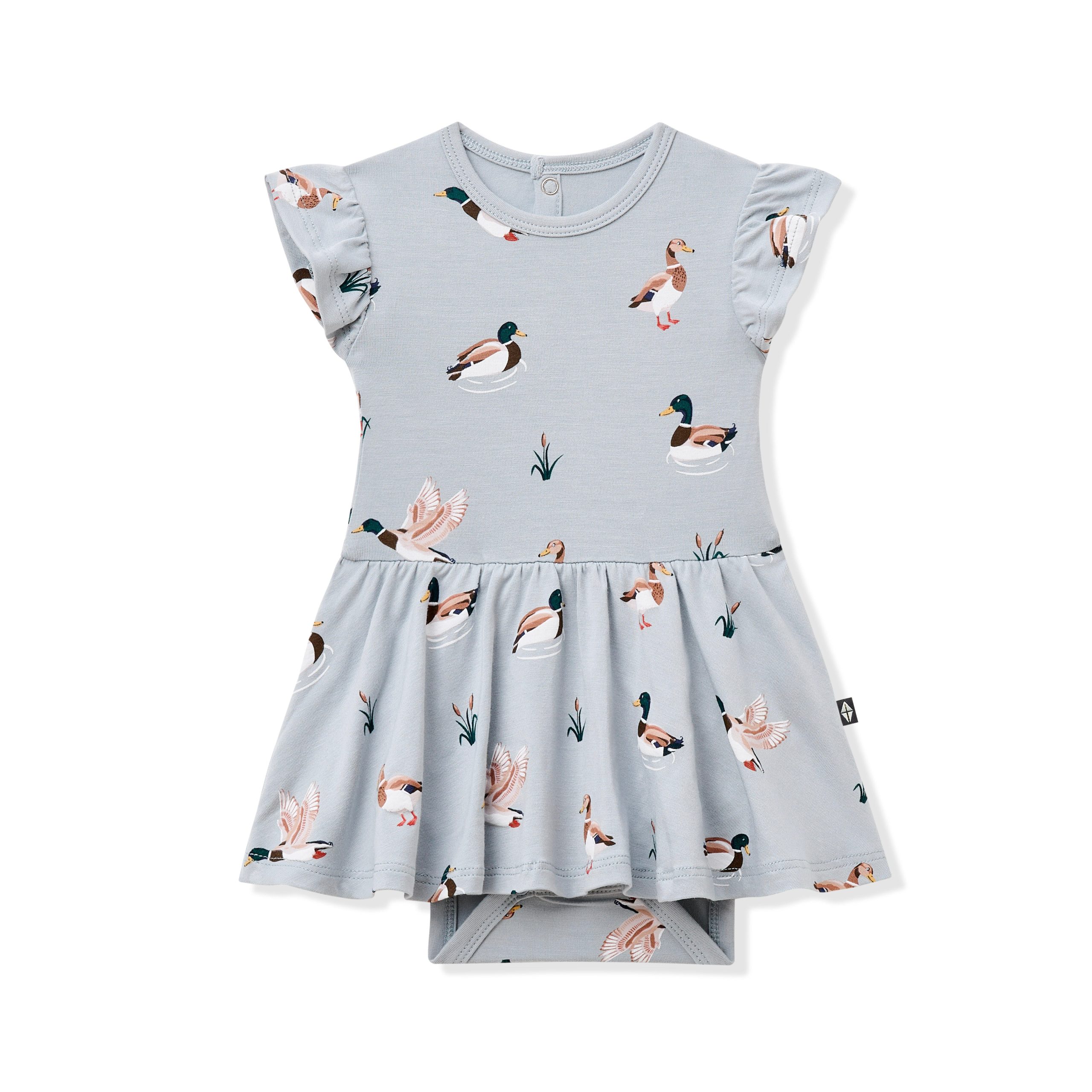 Twirl Bodysuit Dress in Mallard Duck - Image 2