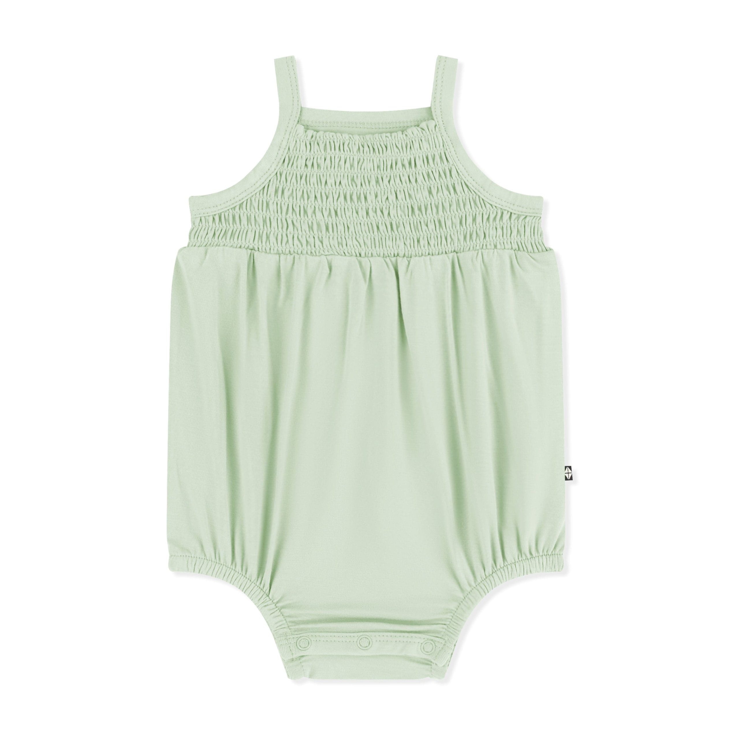 Smocked Bubble Romper in Basil - Image 2