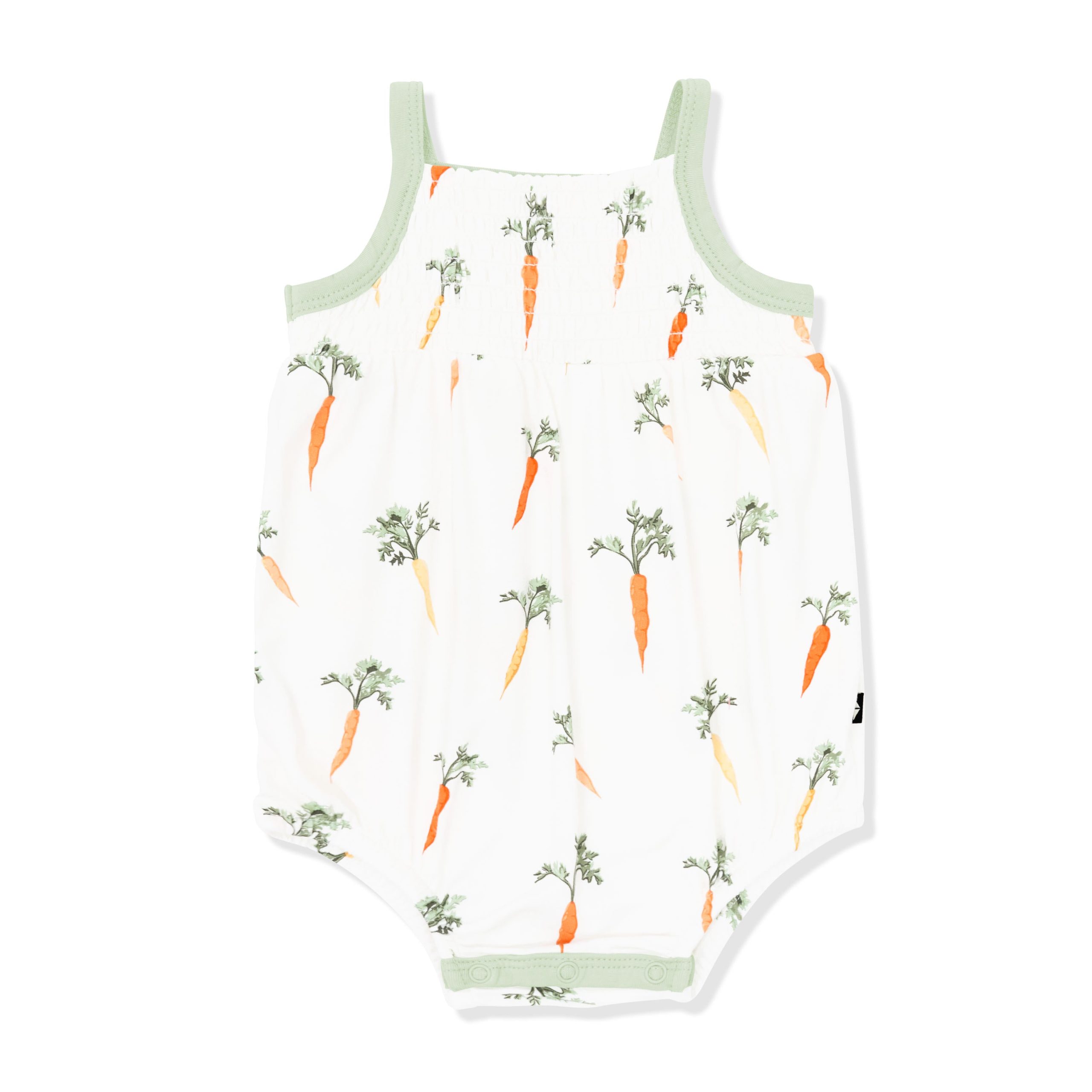 Smocked Bubble Romper in Carrot - Image 2