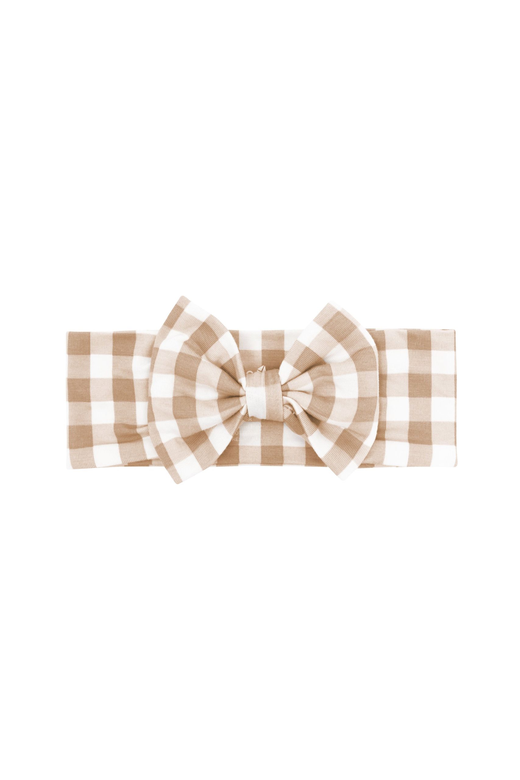 Bow Headband in Gingham Bisque - Image 2