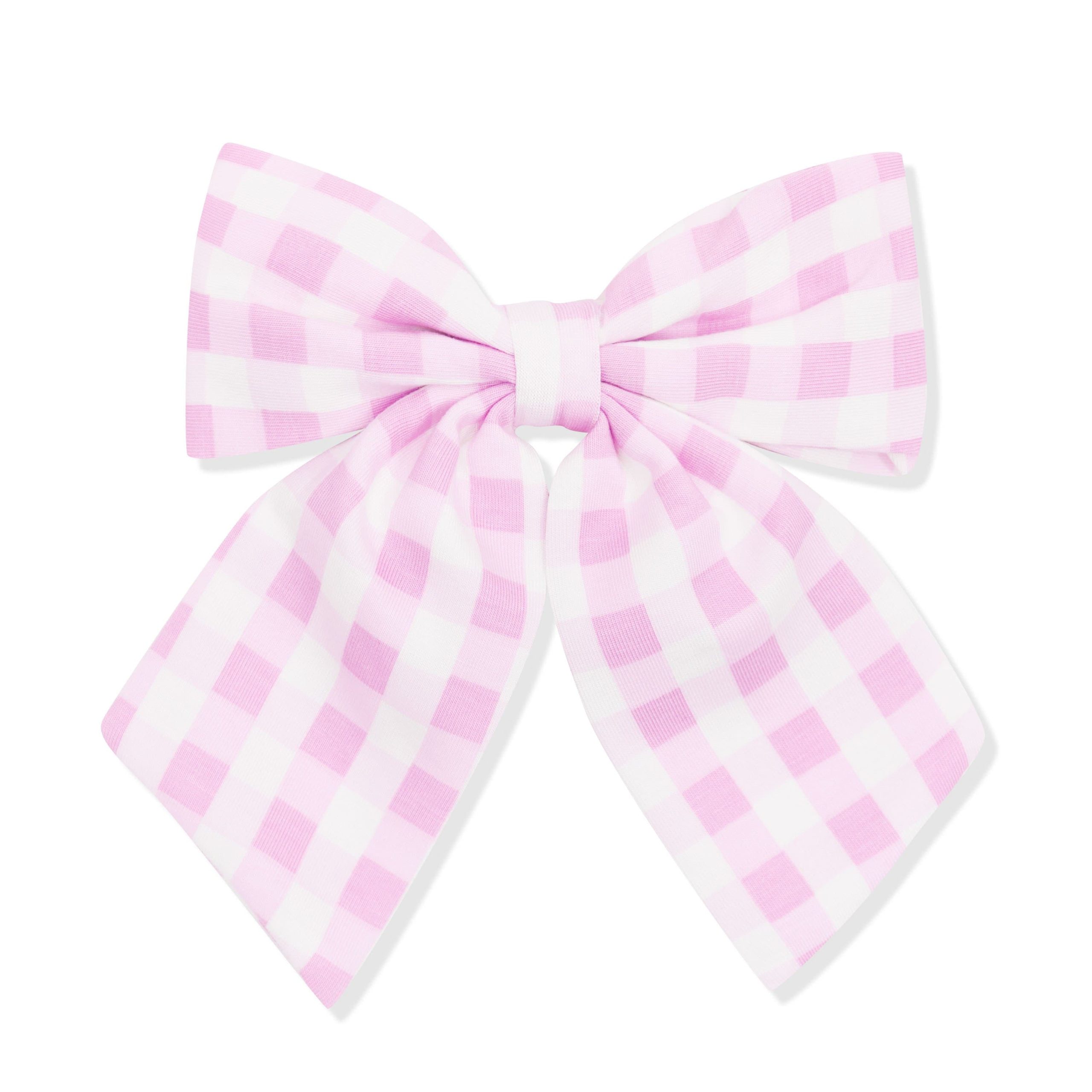 Large Alligator Clip Bow in Gingham Thistle - Image 2