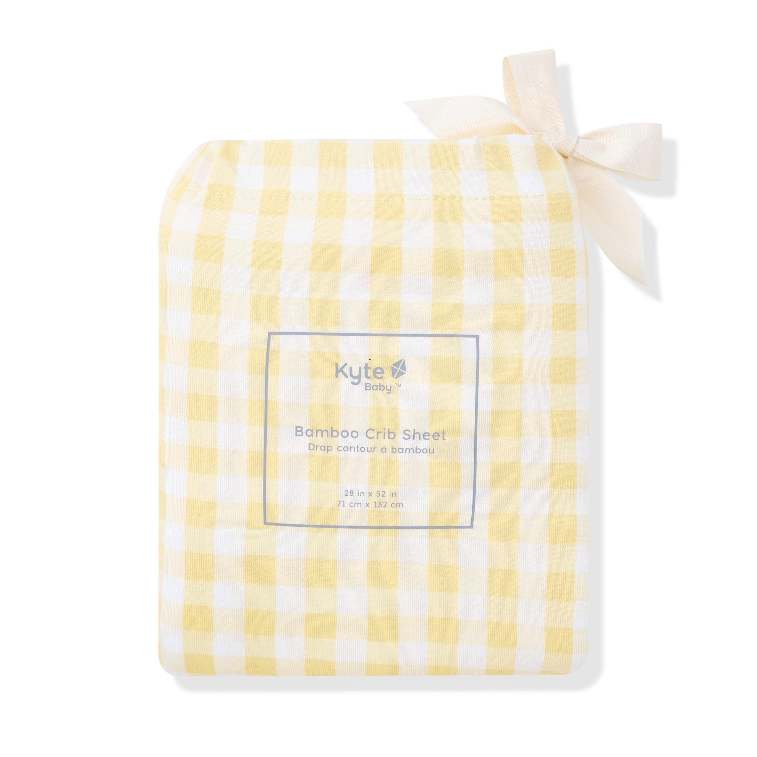 Crib Sheet in Gingham Chamomile - Image 3