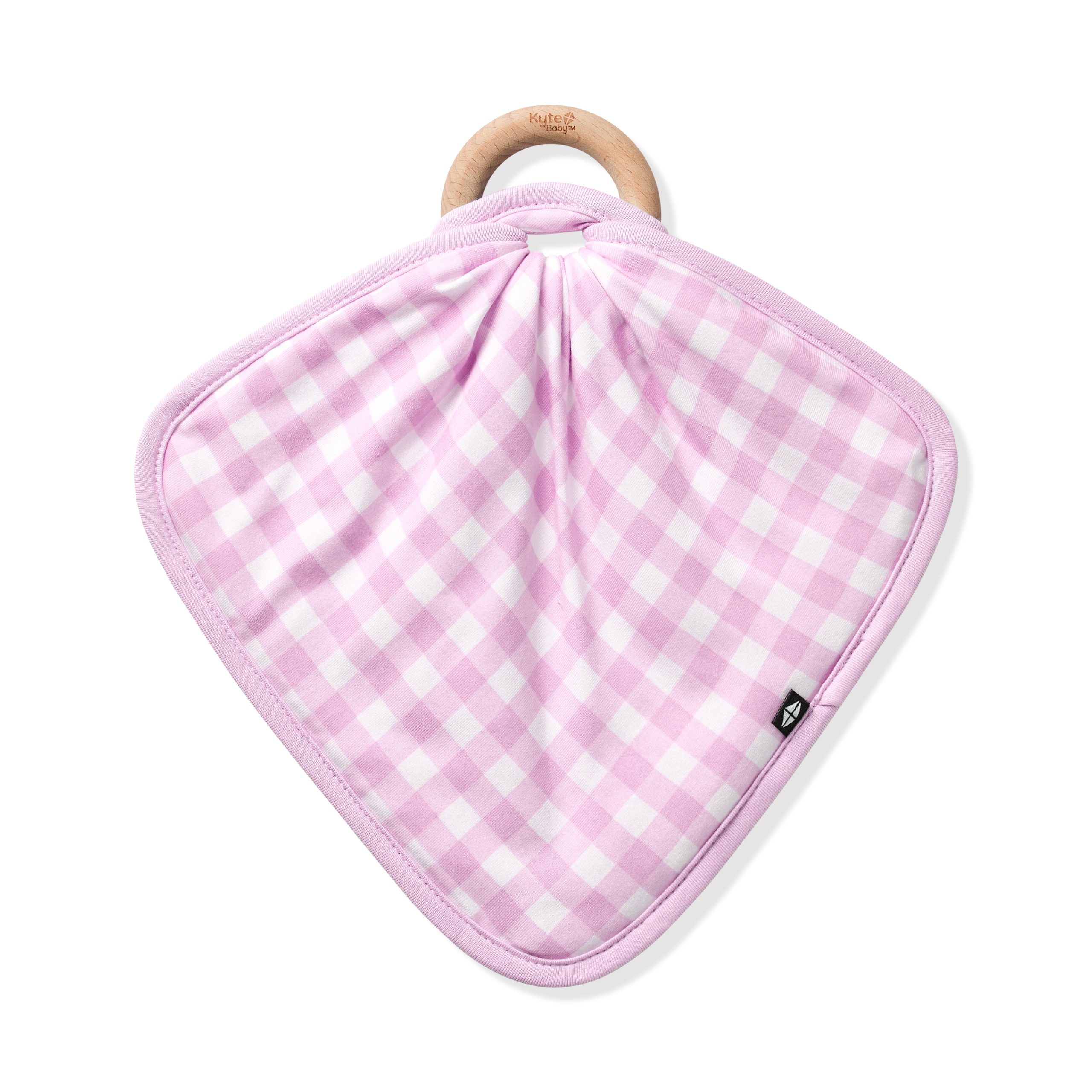 Lovey in Gingham Thistle with Removable Wooden Teething Ring - Image 2