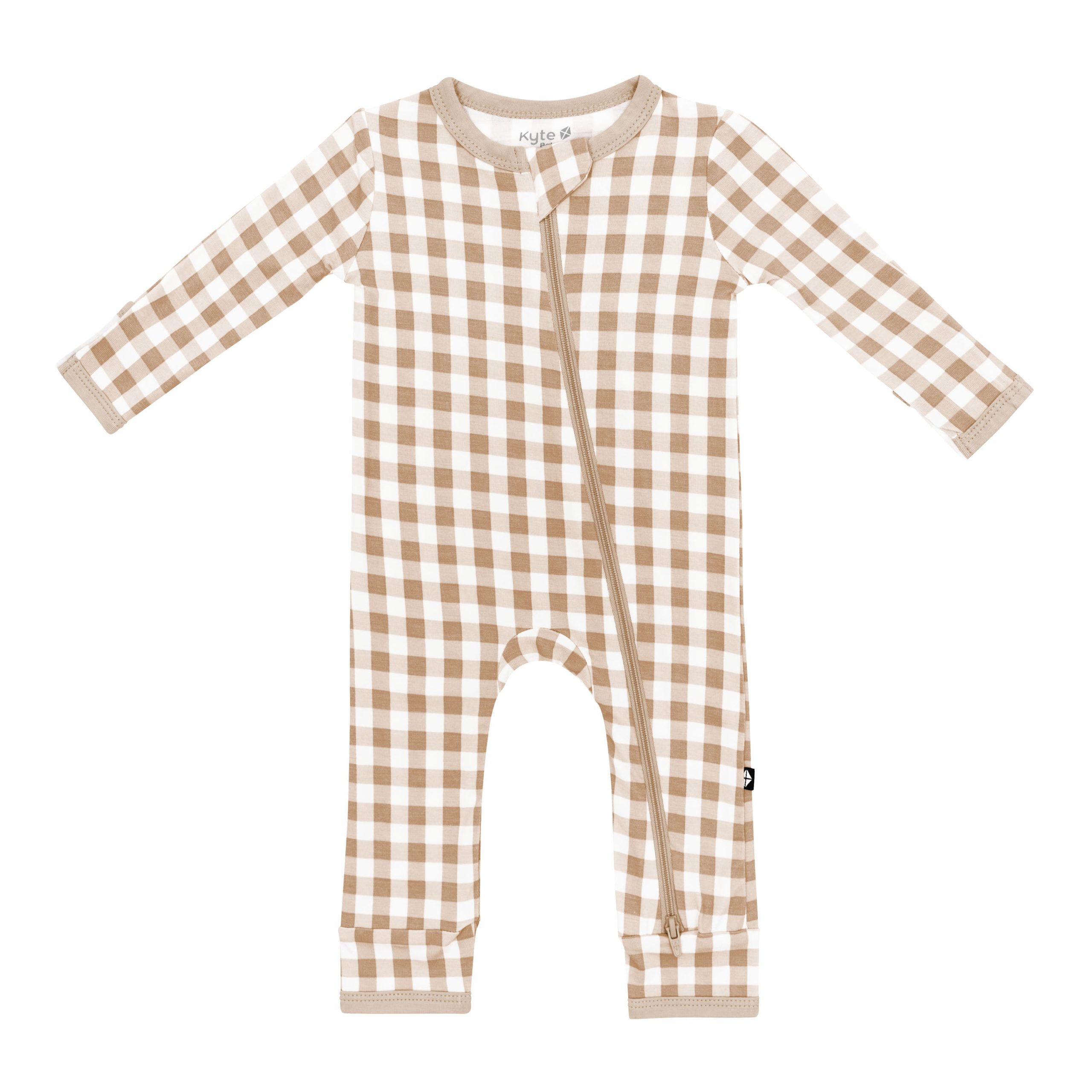 Zippered Romper in Gingham Bisque - Image 2