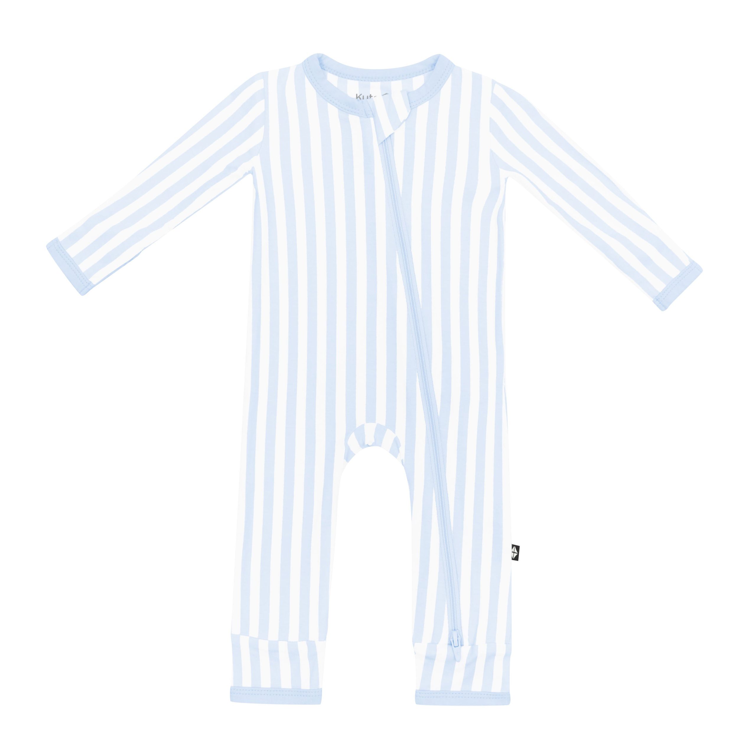 Zippered Romper in Small Mist Stripe - Image 2