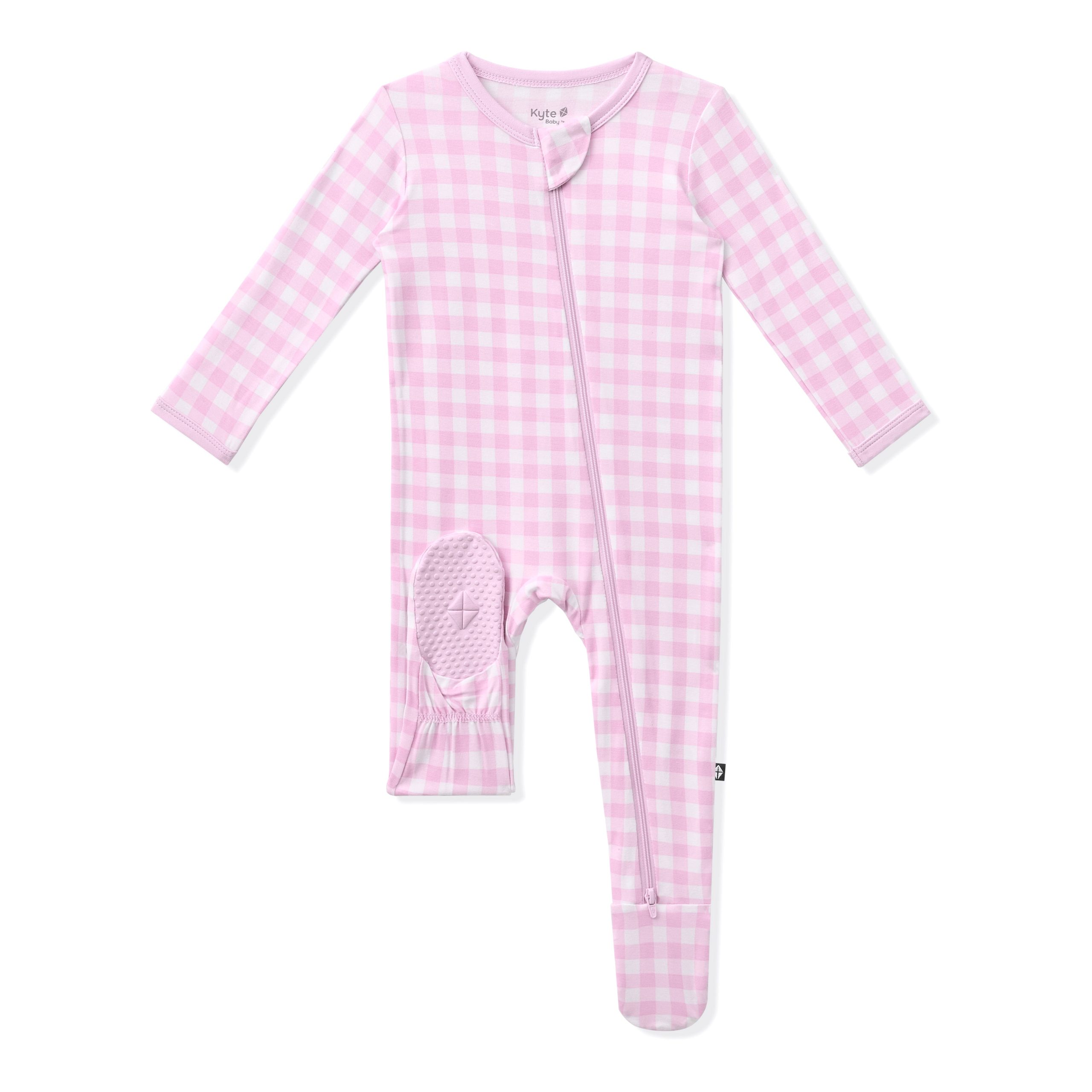 Zippered Footie in Gingham Thistle - Image 5