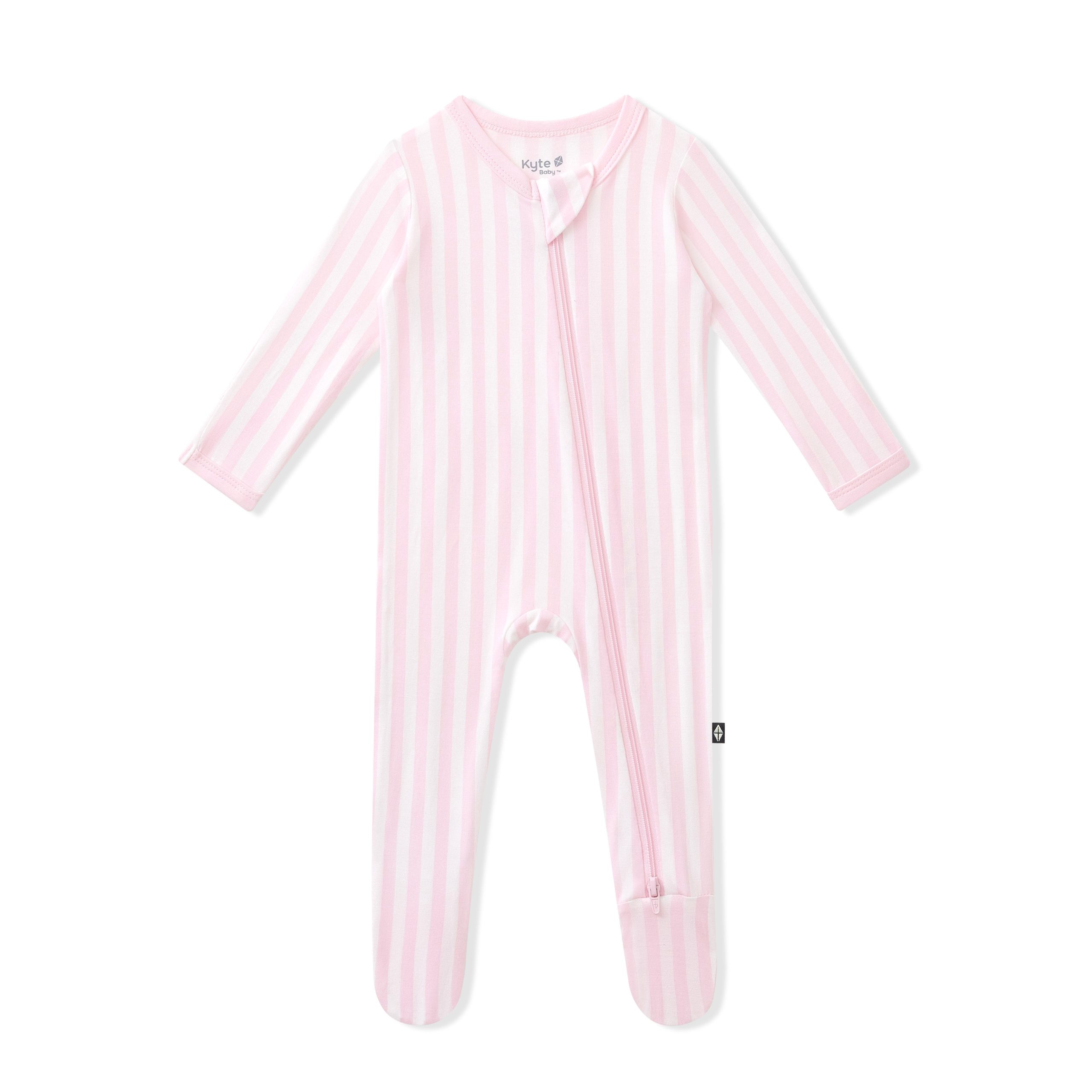 Zippered Footie in Small Sakura Stripe - Image 2