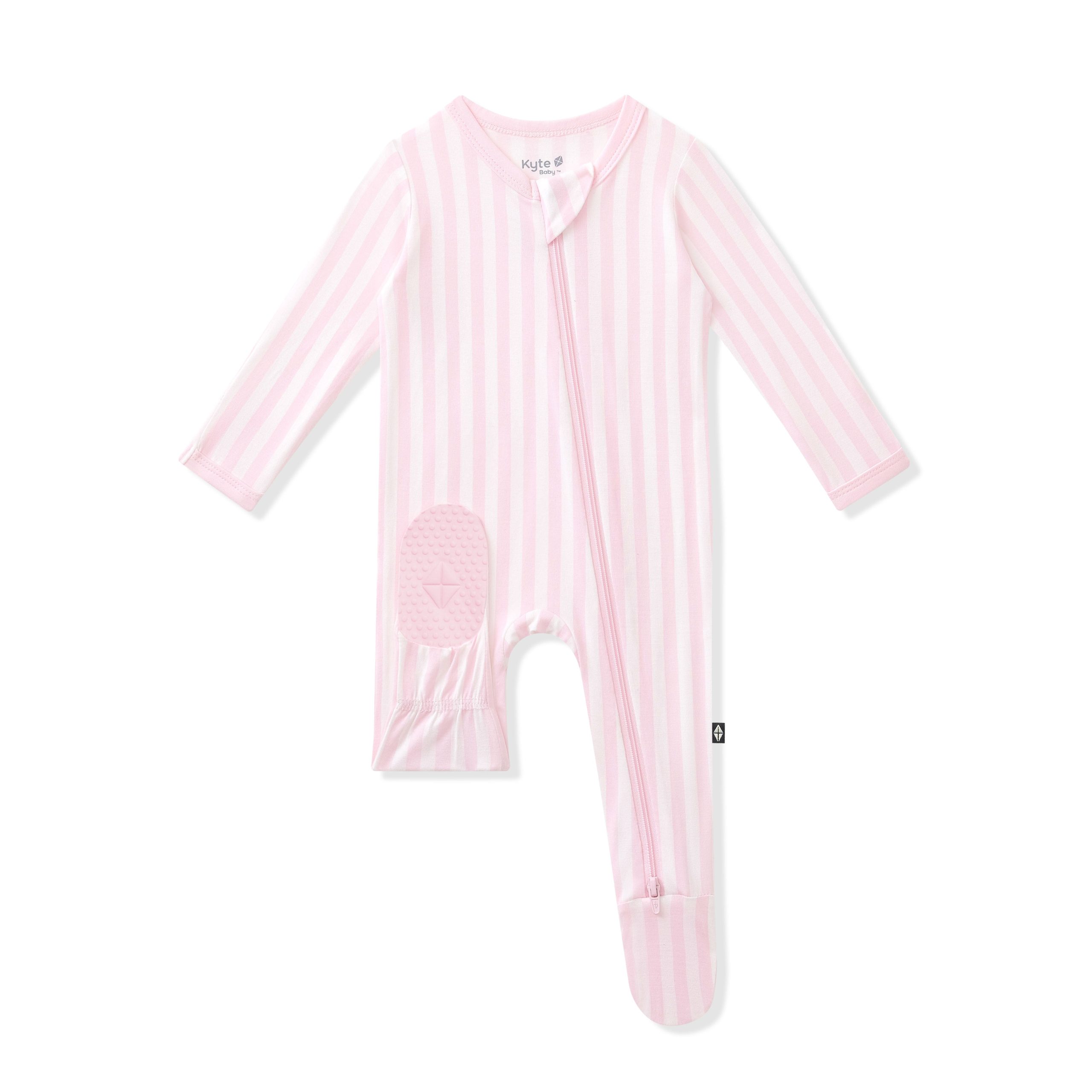 Zippered Footie in Small Sakura Stripe - Image 5