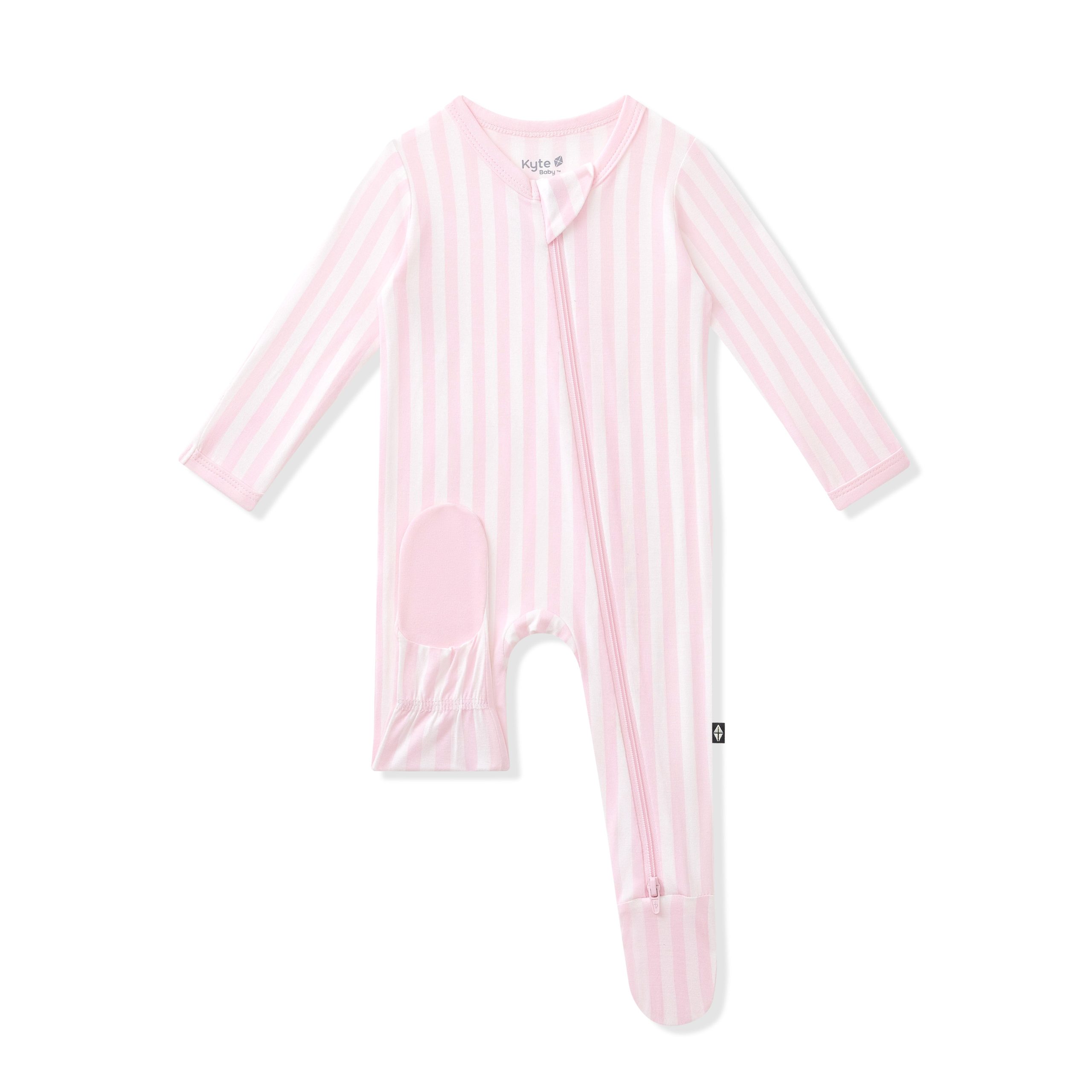 Zippered Footie in Small Sakura Stripe - Image 5