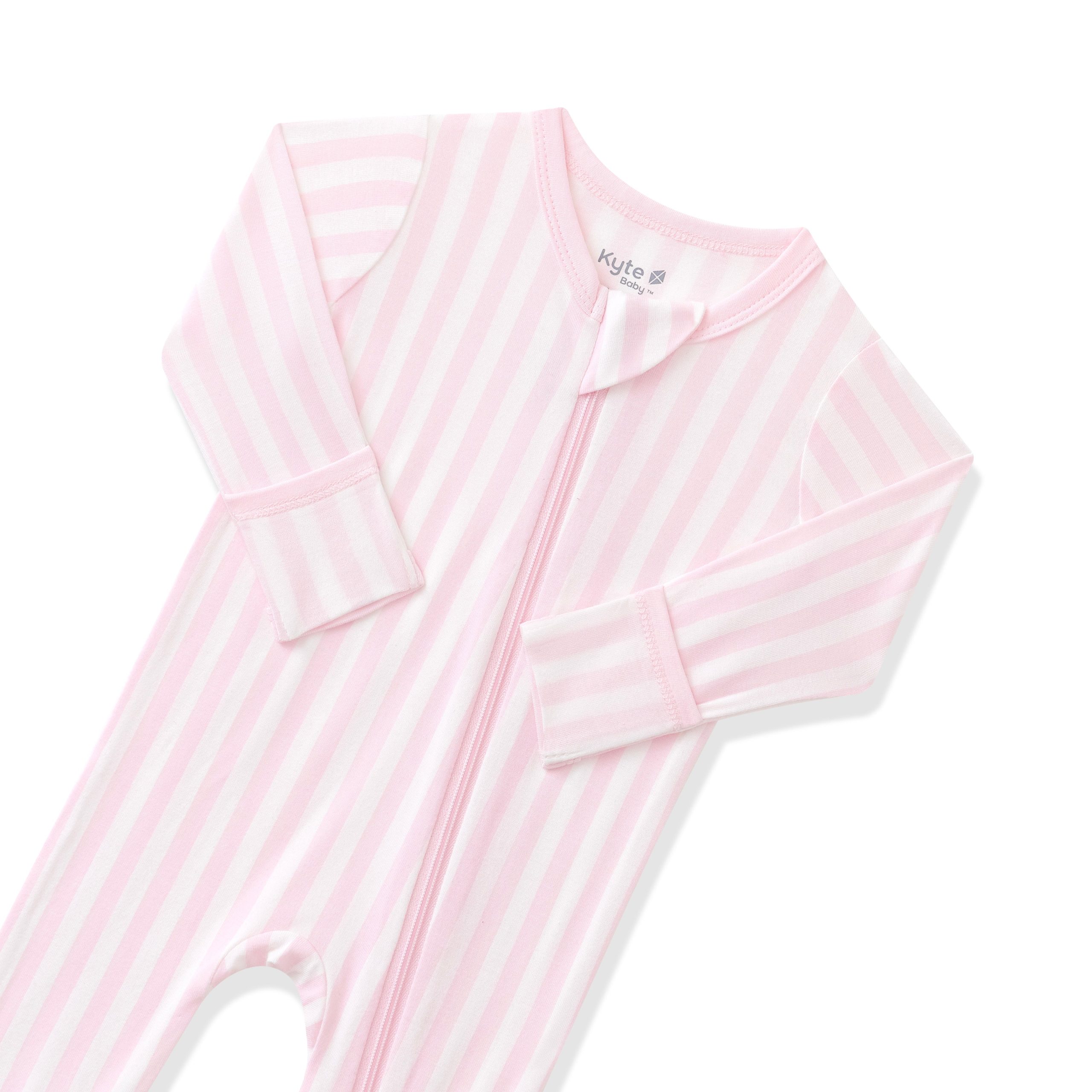 Zippered Footie in Small Sakura Stripe - Image 6