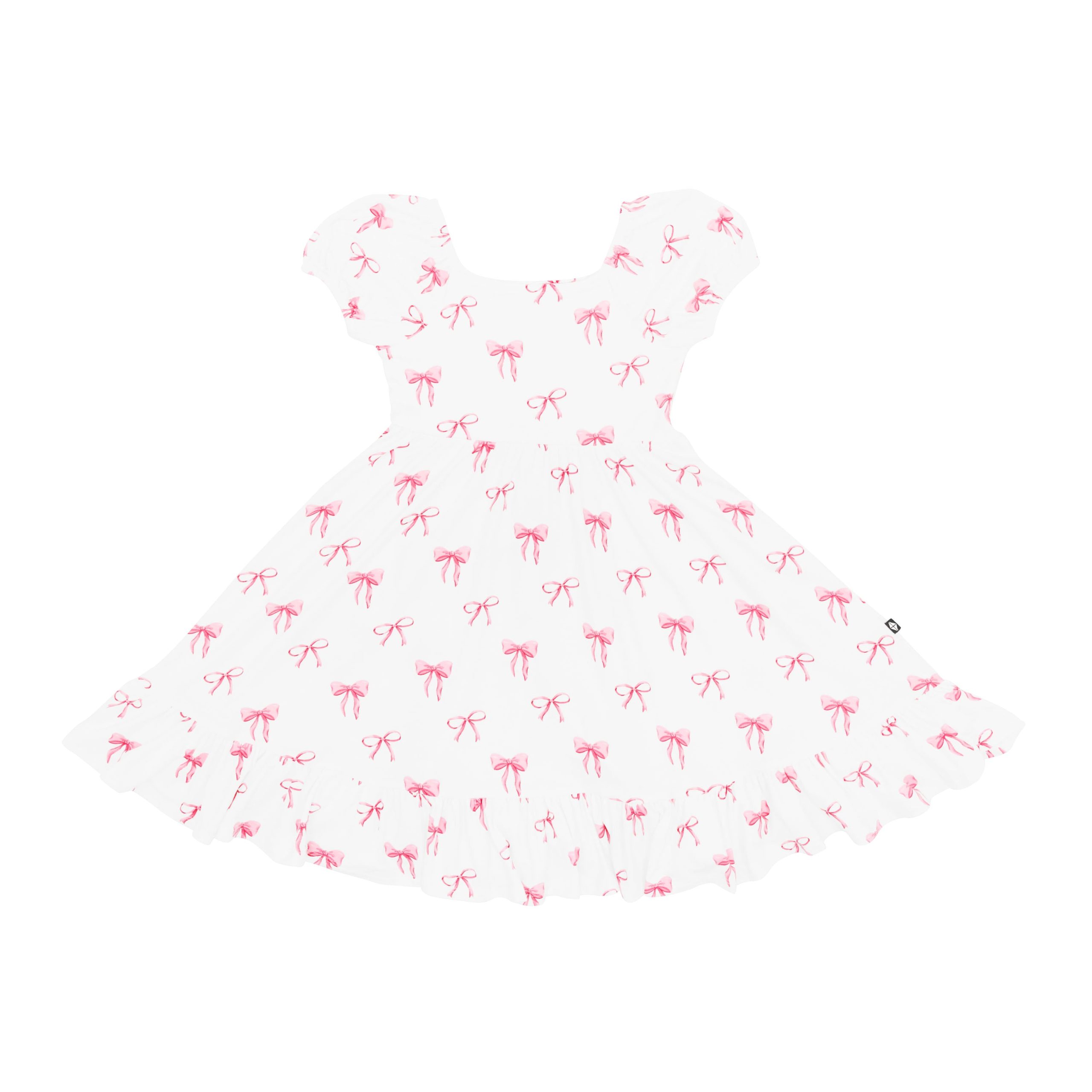 Puff Sleeve Twirl Dress in Bow - Image 2