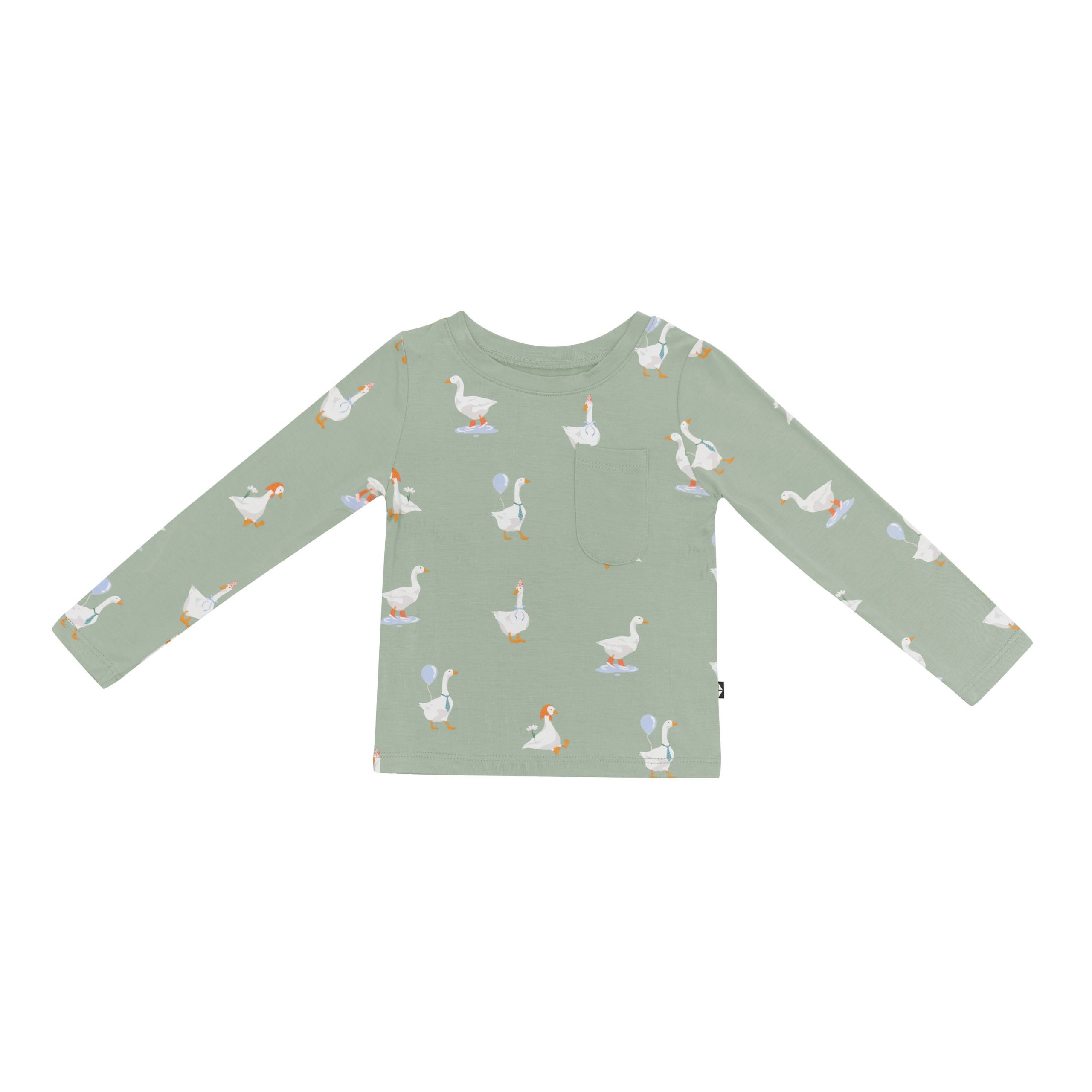 Long Sleeve Toddler Crew Neck Tee in Silly Goose - Image 2
