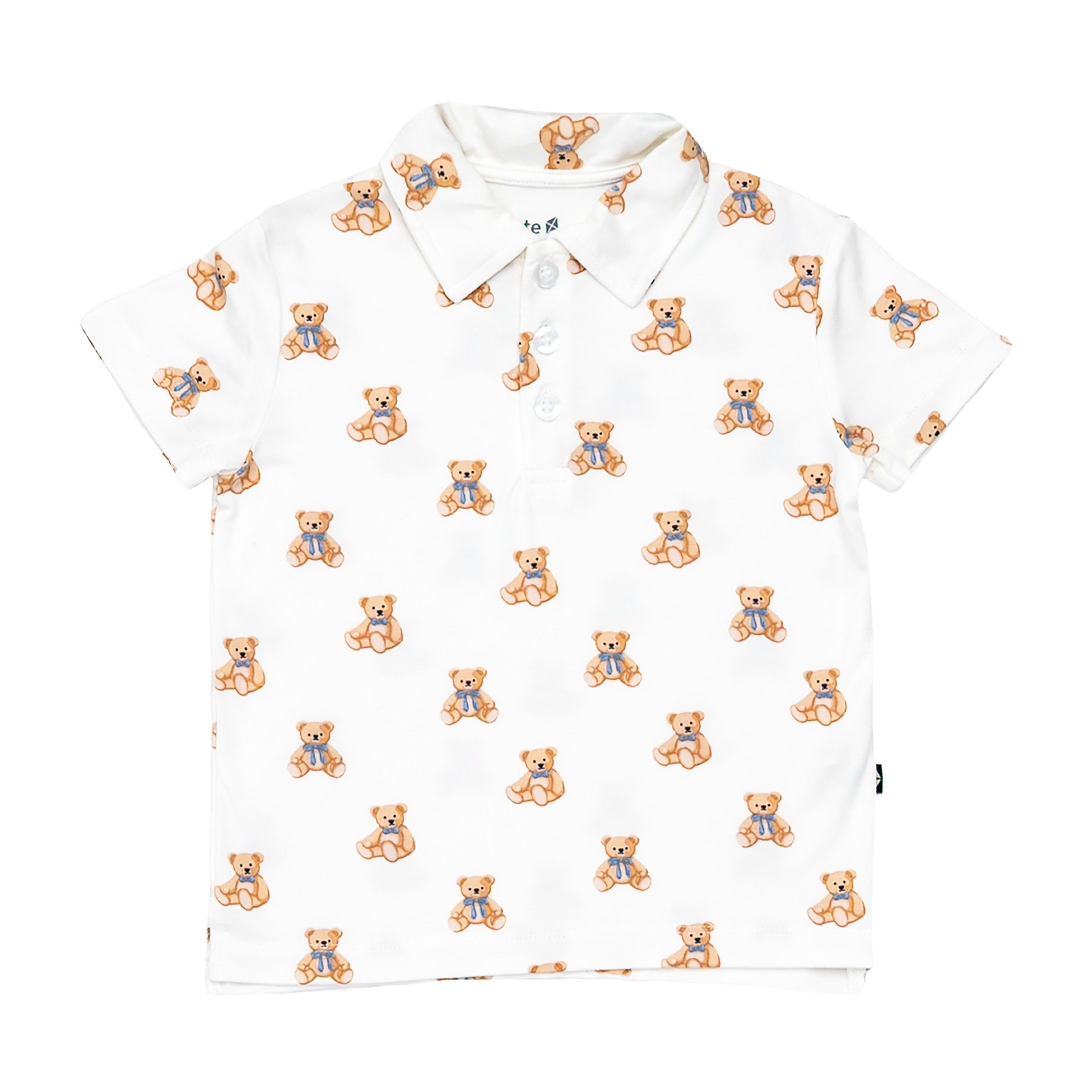 Toddler Short Sleeve Polo in Teddy Bear - Image 2