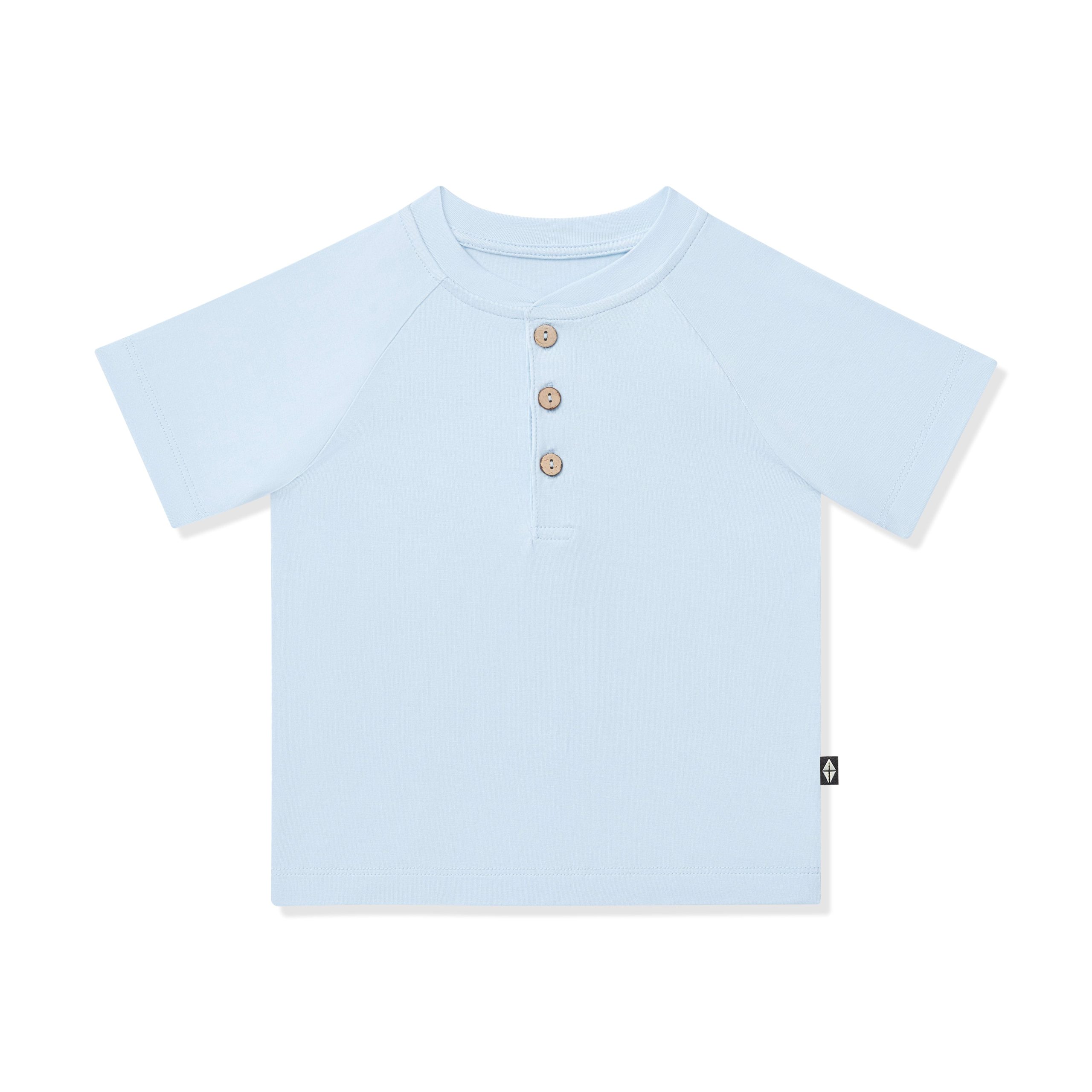 Short Sleeve Toddler Henley Tee in Breeze - Image 2