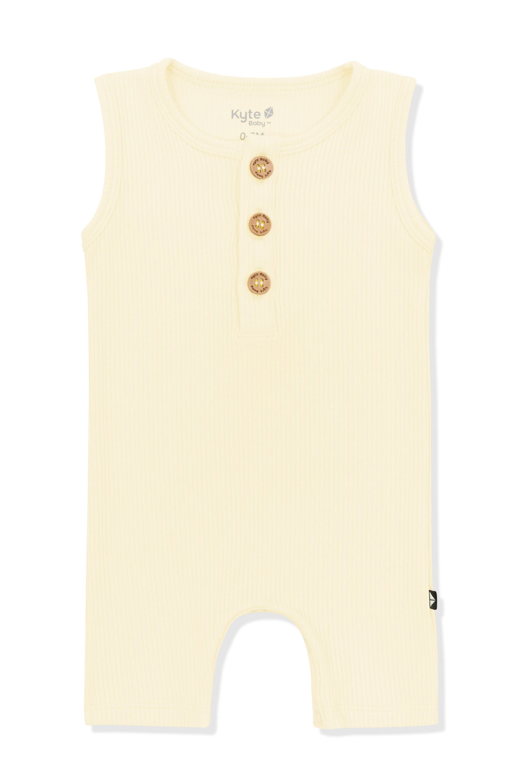 Ribbed Sleeveless Shortall in Chamomile - Image 2