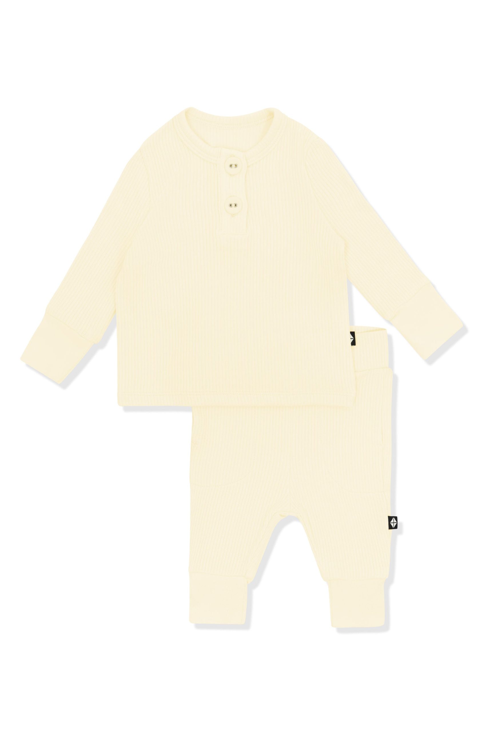 Ribbed Infant Henley Set in Chamomile - Image 2