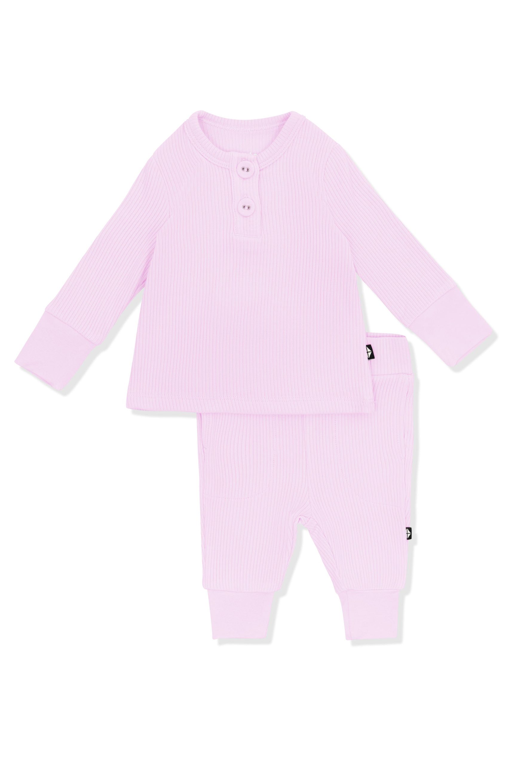 Ribbed Infant Henley Set in Thistle - Image 2