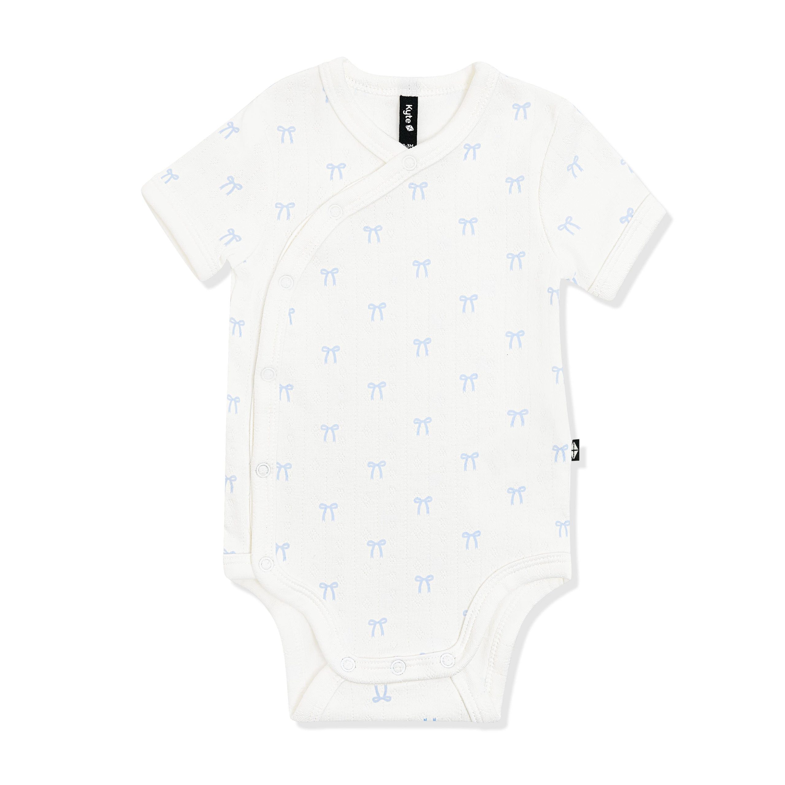 Pointelle Kimono Bodysuit in Sweet Blue Bow - Image 3
