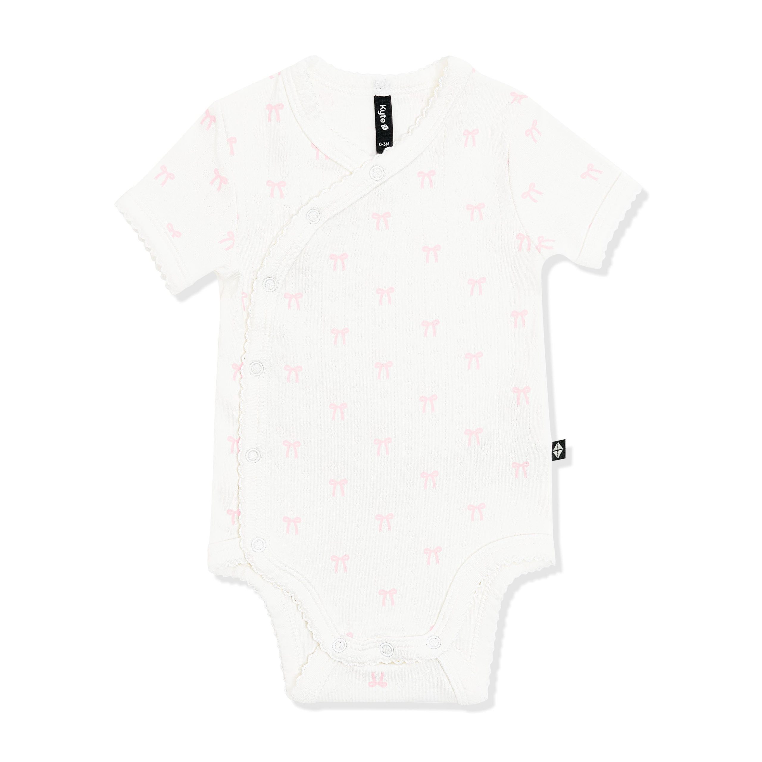 Pointelle Kimono Bodysuit in Sweet Pink Bow - Image 3