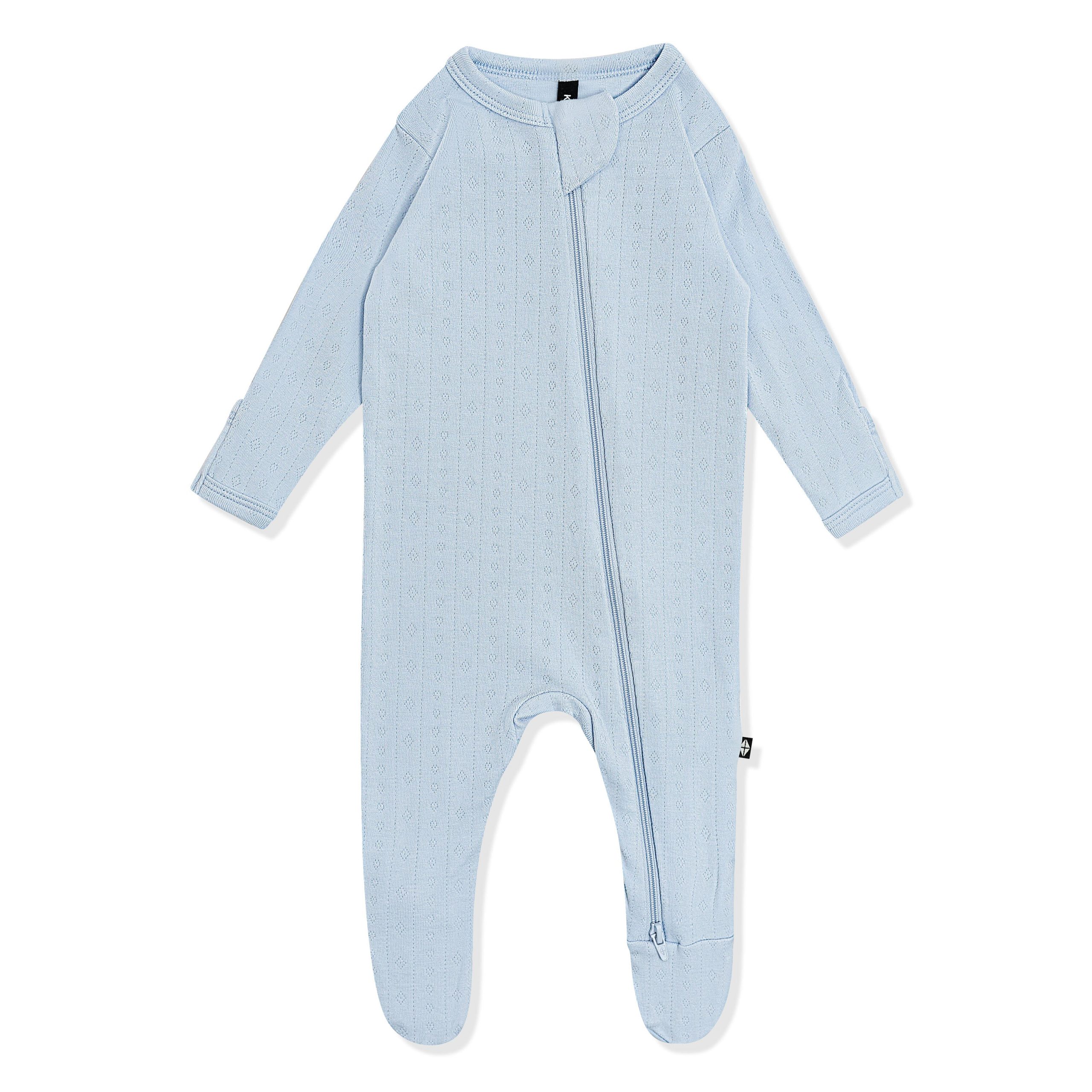 Pointelle Zippered Footie in Breeze - Image 3