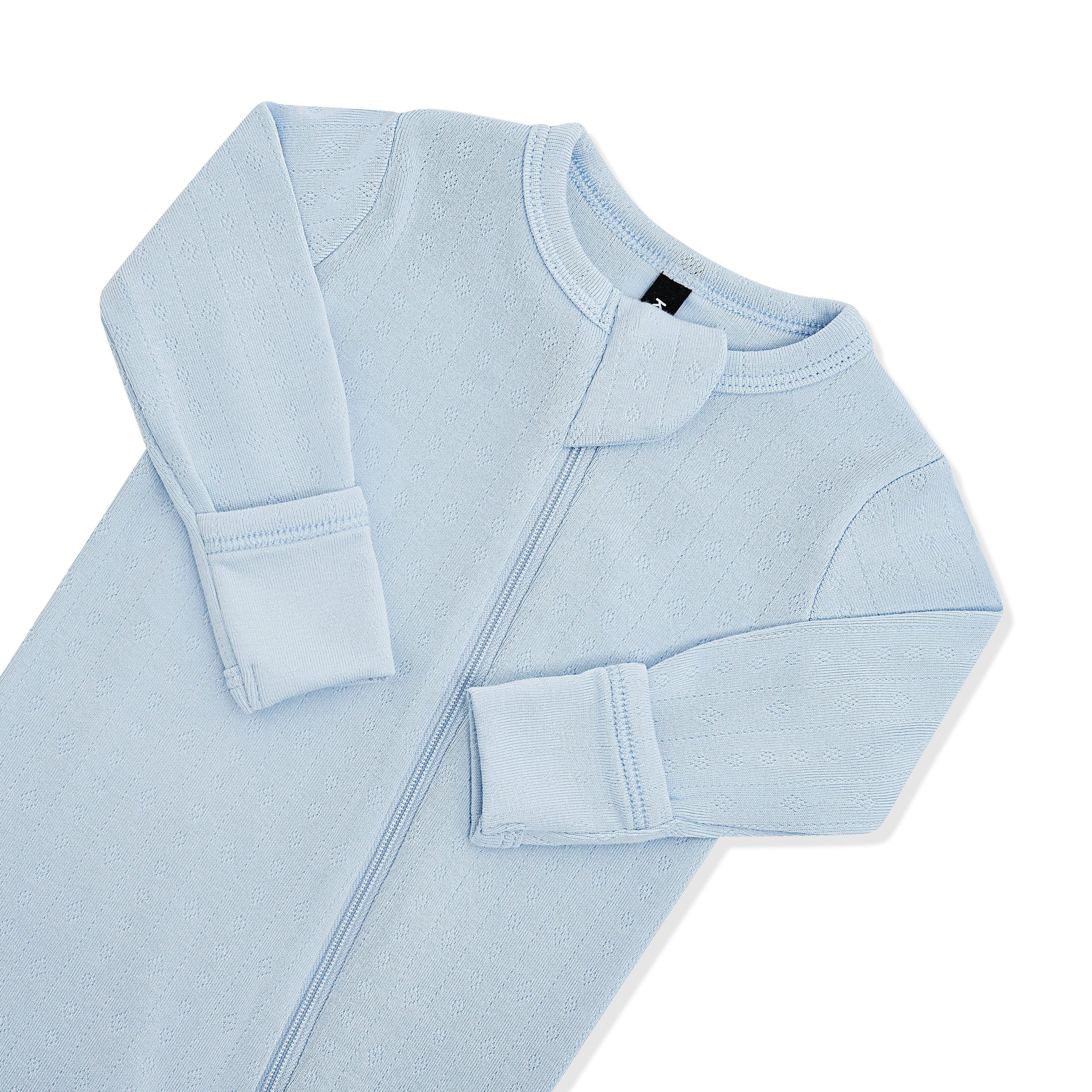 Pointelle Zippered Footie in Breeze - Image 7