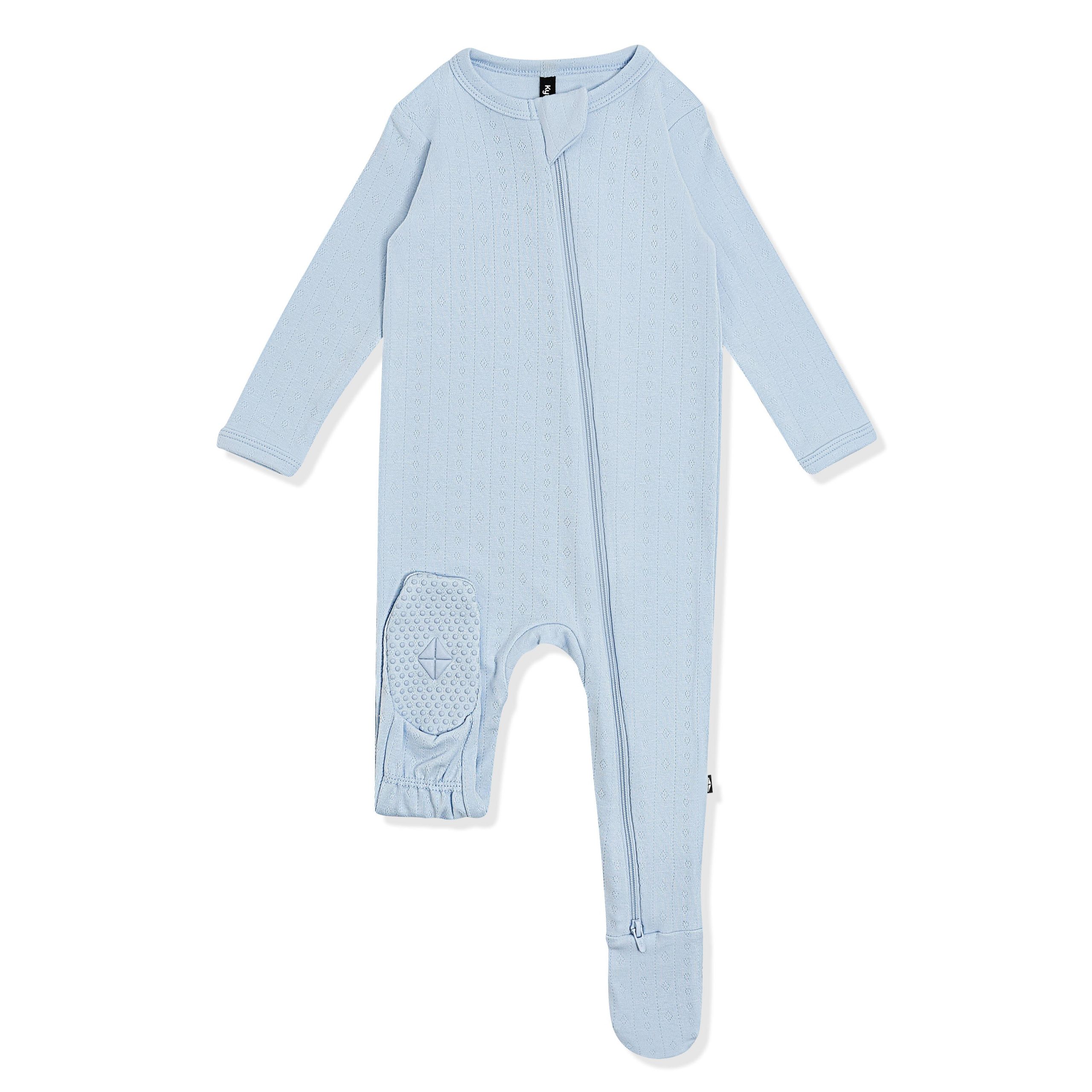 Pointelle Zippered Footie in Breeze - Image 8