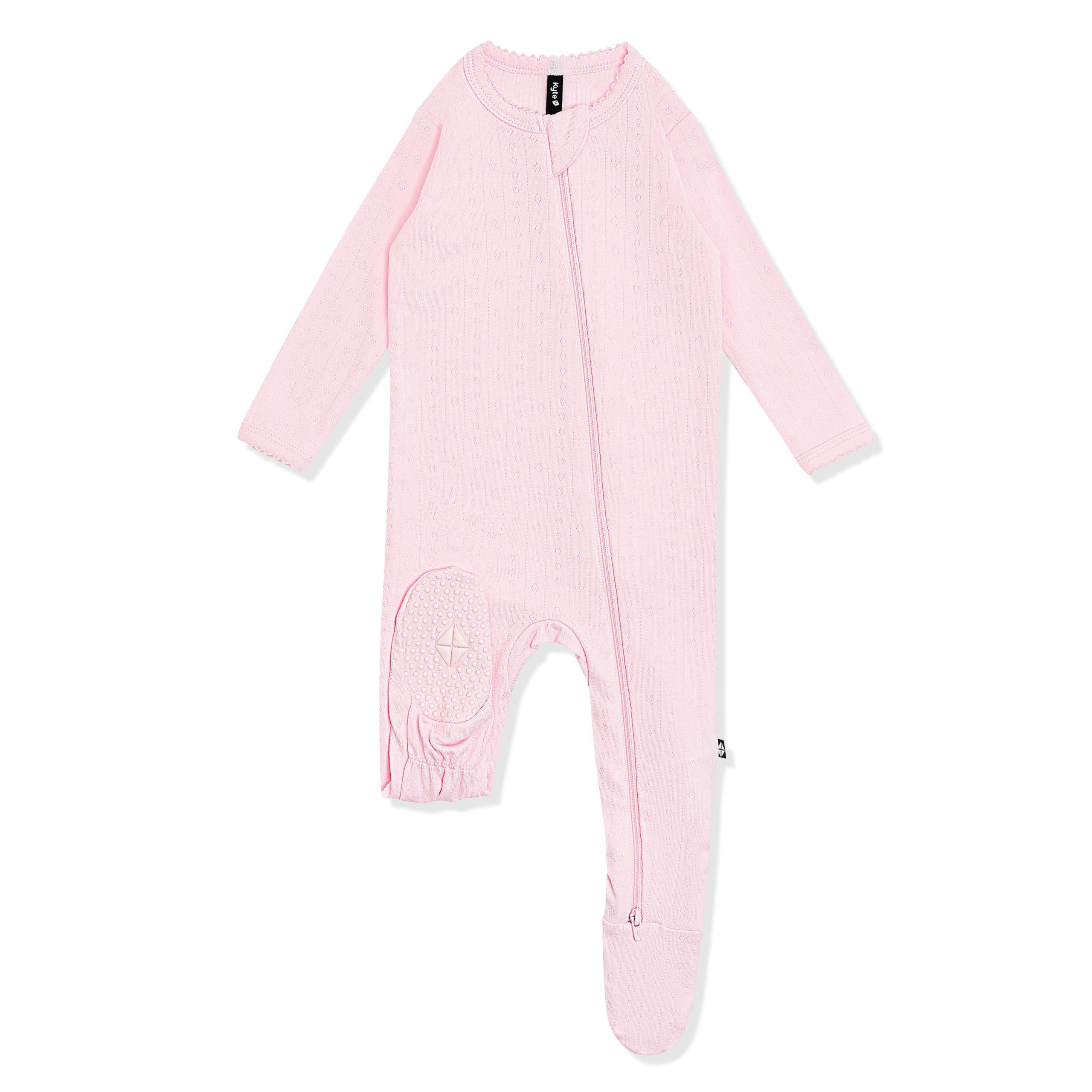 Pointelle Zippered Footie in Sakura - Image 7
