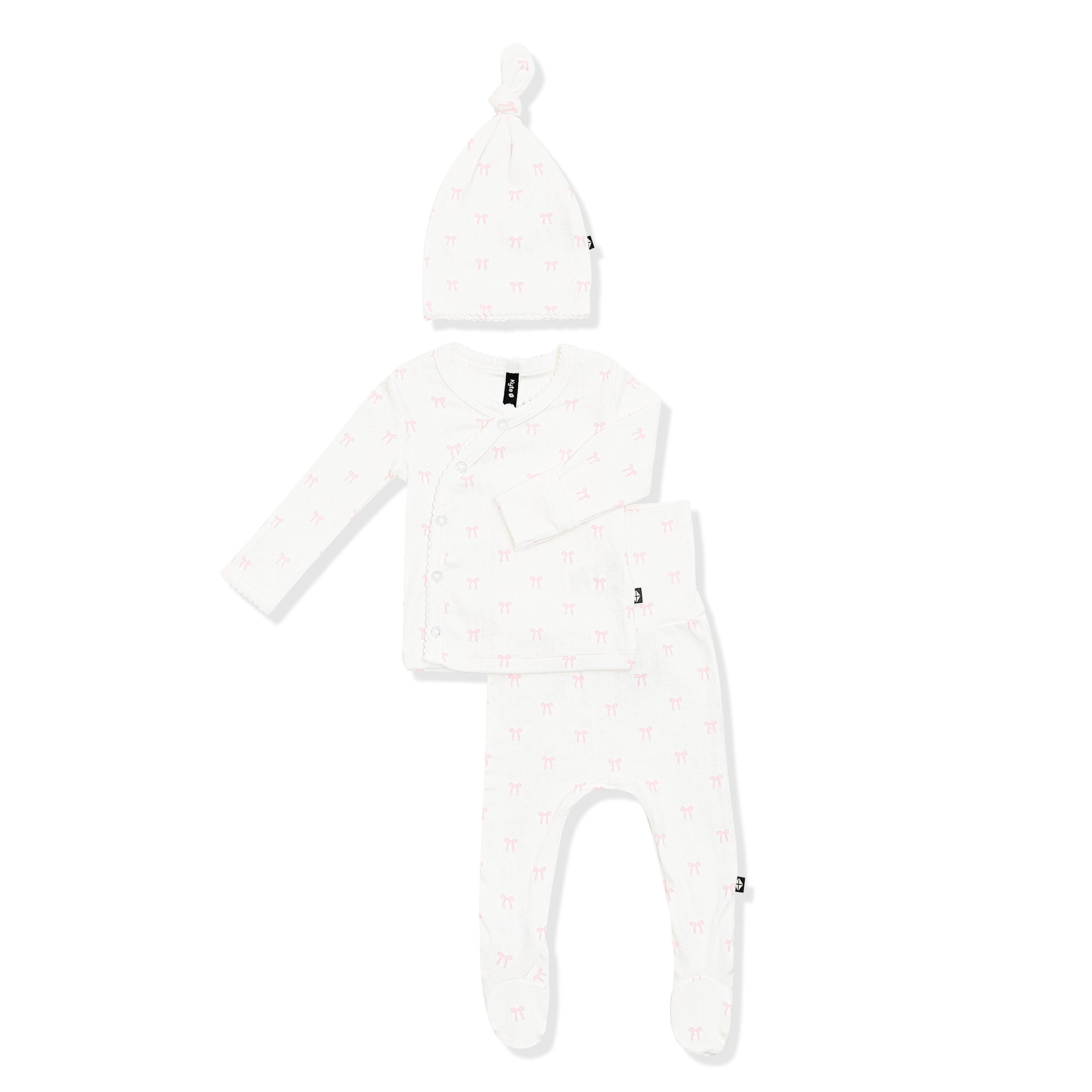 Pointelle Take Me Home Set with Cap in Sweet Pink Bow - Image 3