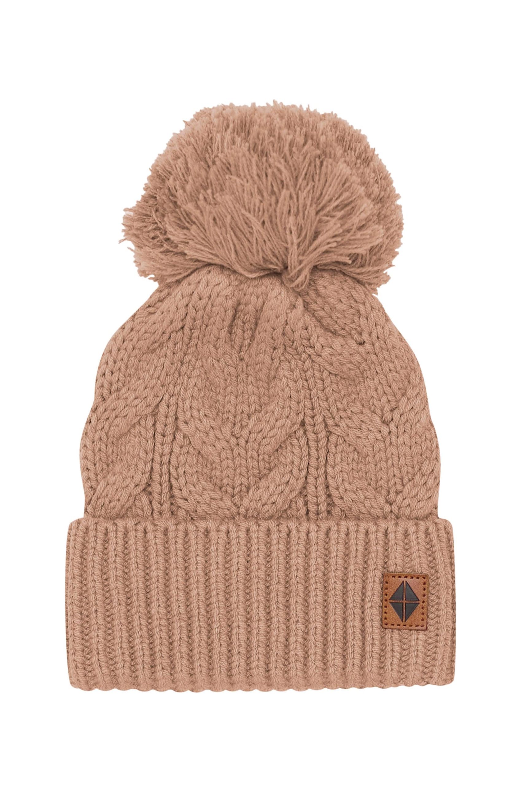 Chunky Cable Knit Beanie in Latte - Image 2