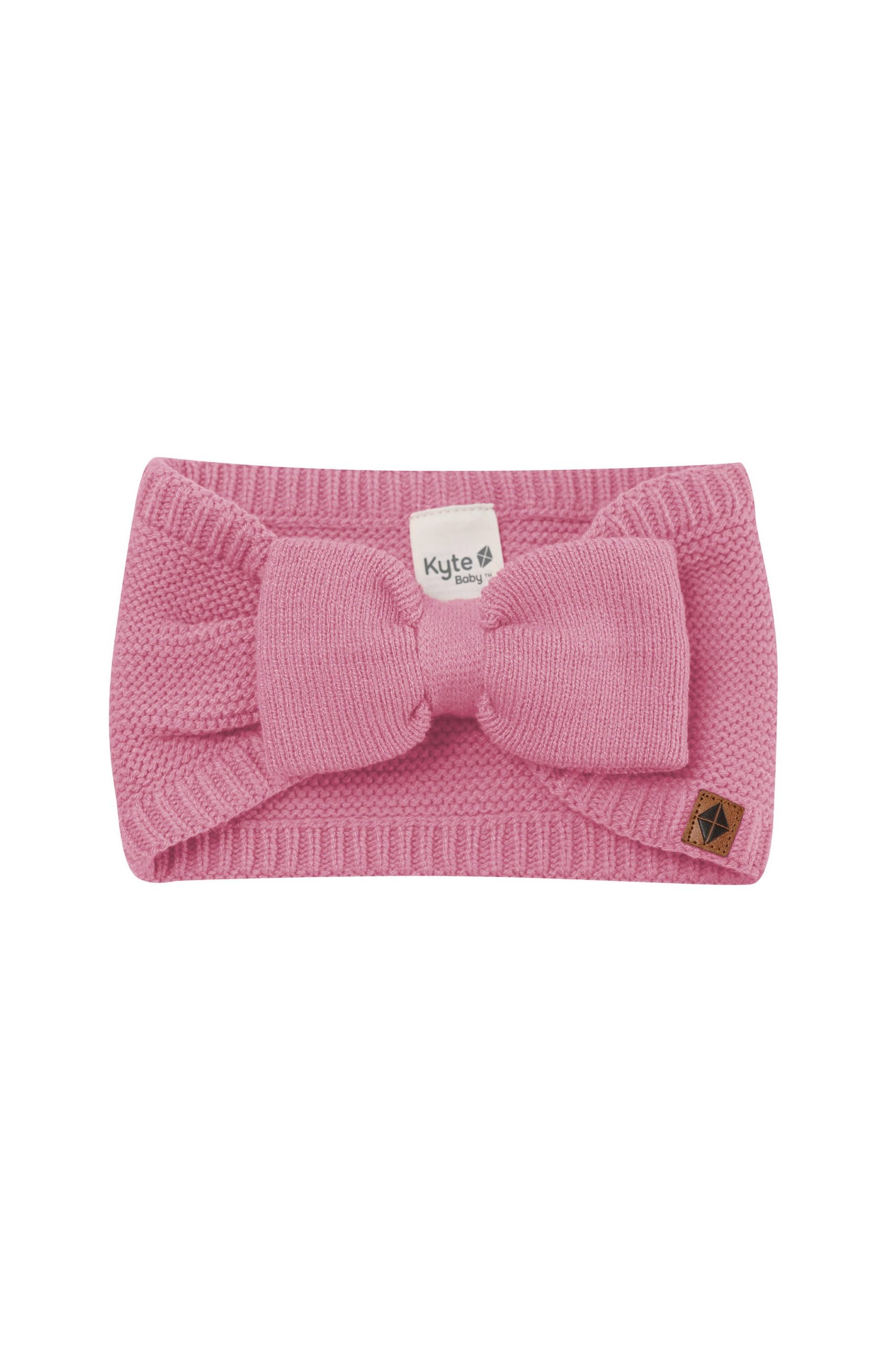 Chunky Knit Bow Headband in Apple Blossom - Image 2