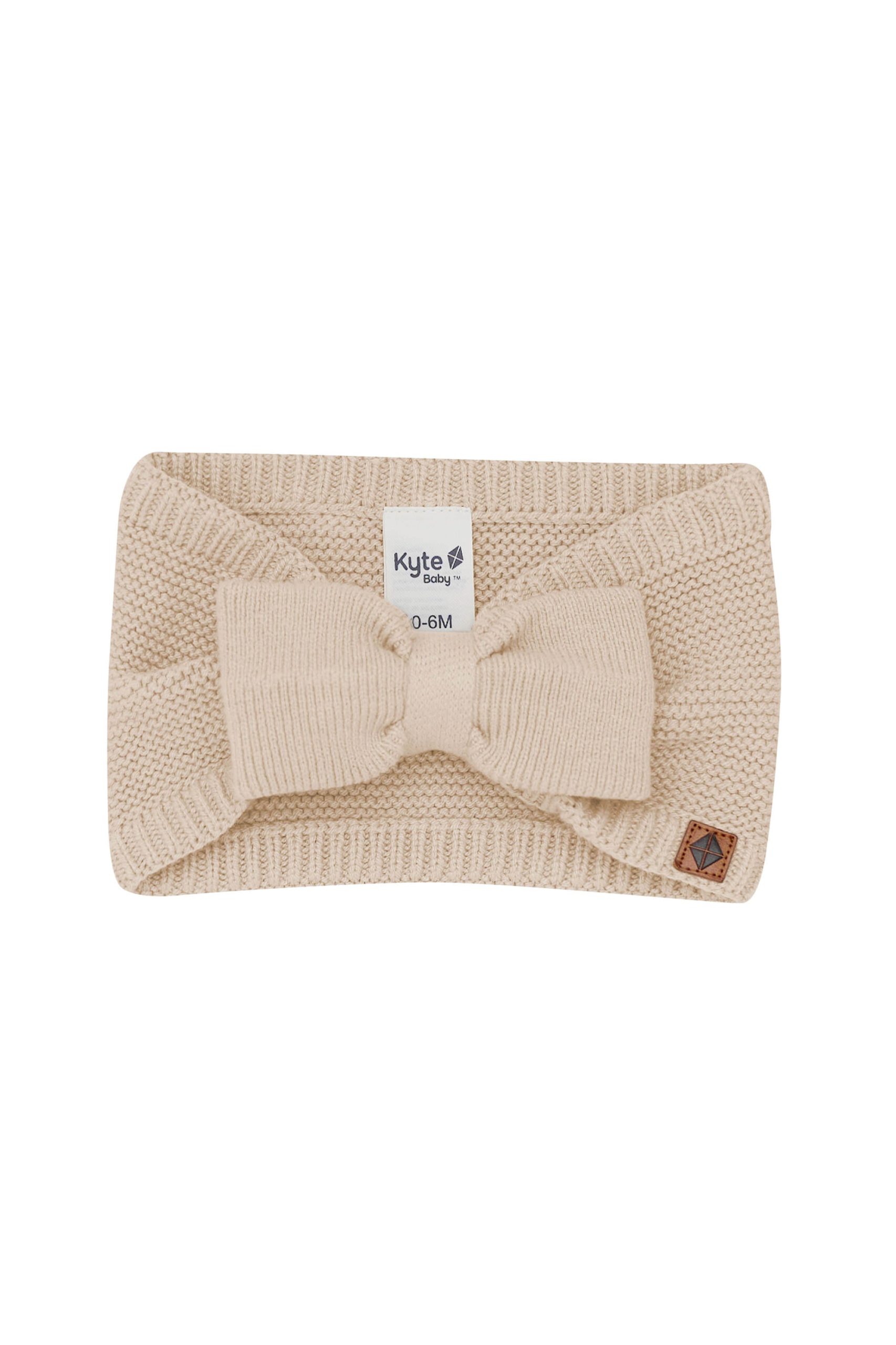 Chunky Knit Bow Headband in Almond - Image 2