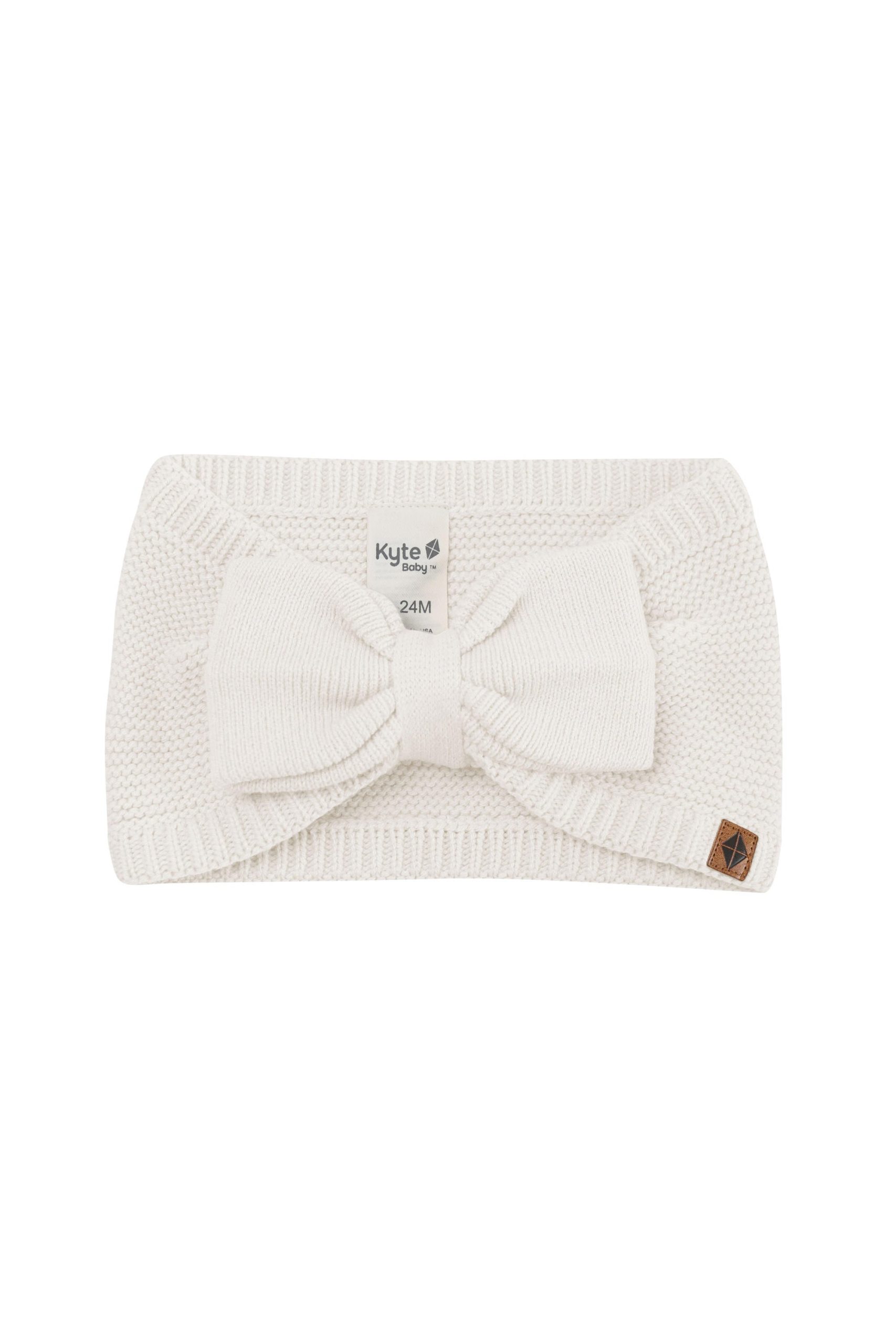 Chunky Knit Bow Headband in Oat - Image 2