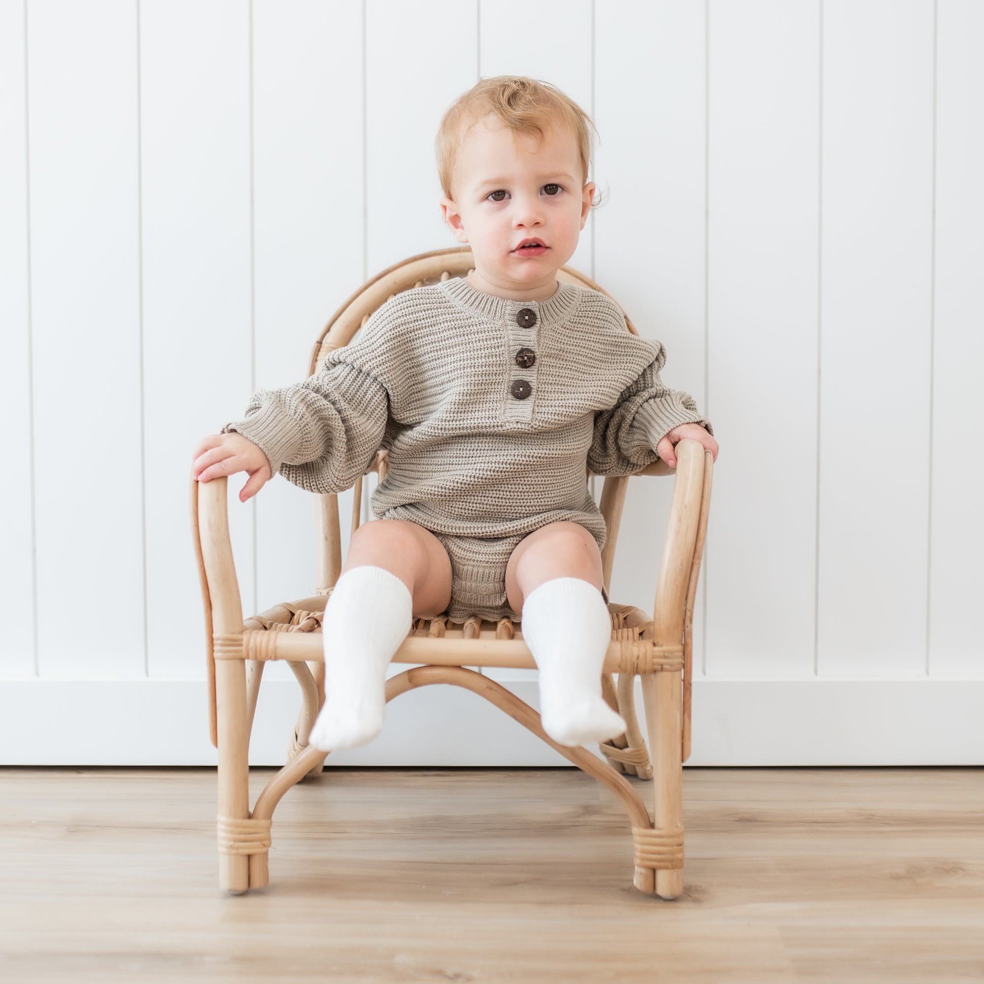 Chunky Knit Romper in Almond - Image 4