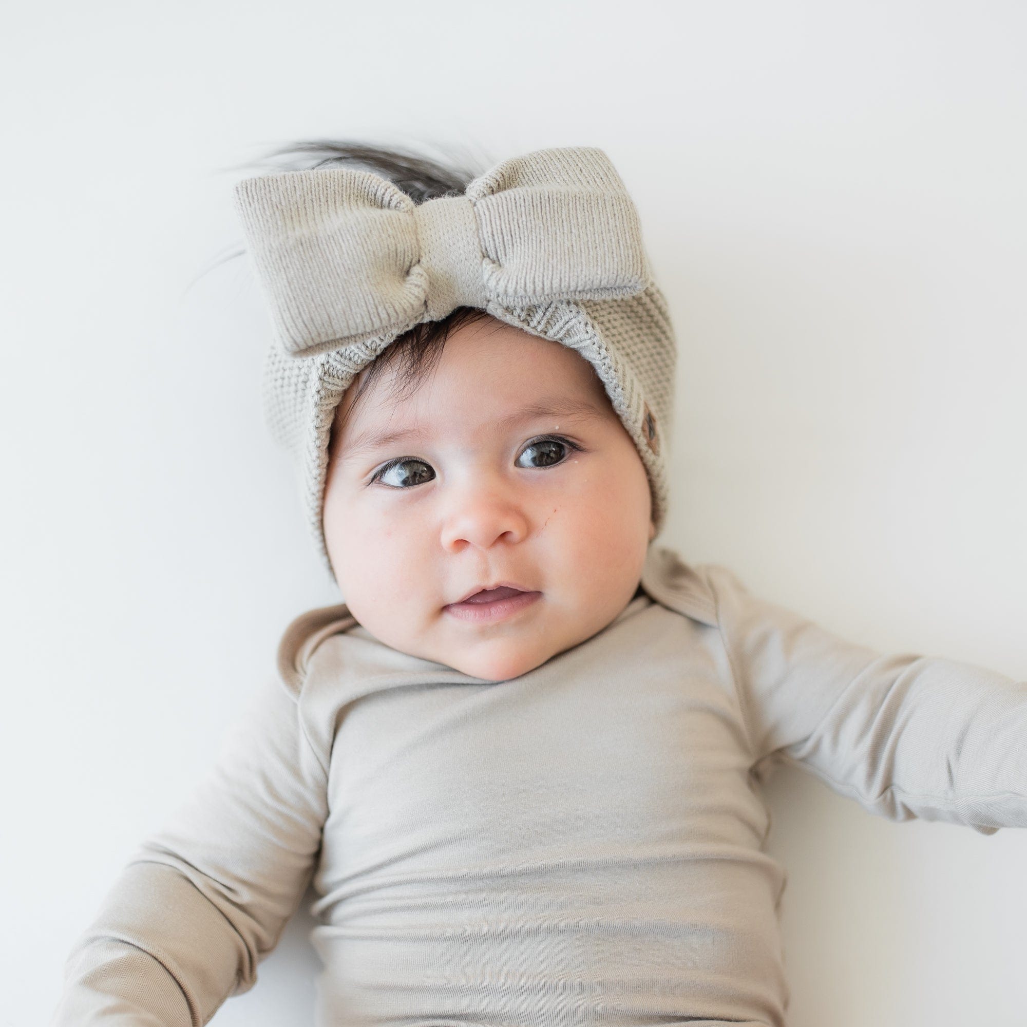 Chunky Knit Bow Headband in Almond - Image 4
