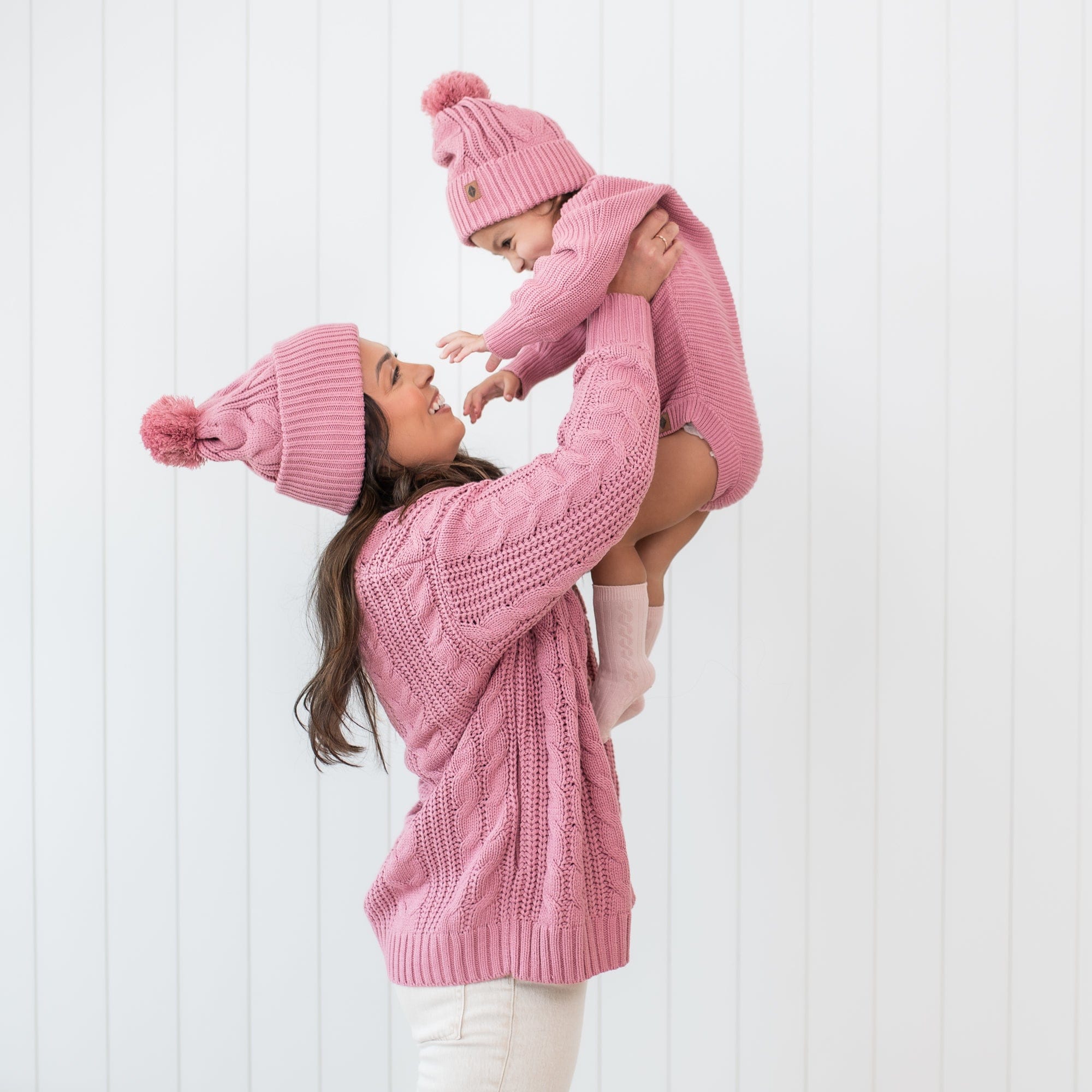 Chunky Cable Knit Beanie in Apple Blossom - Image 3