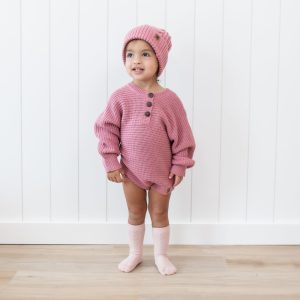 Chunky Knit Romper in Apple Blossom