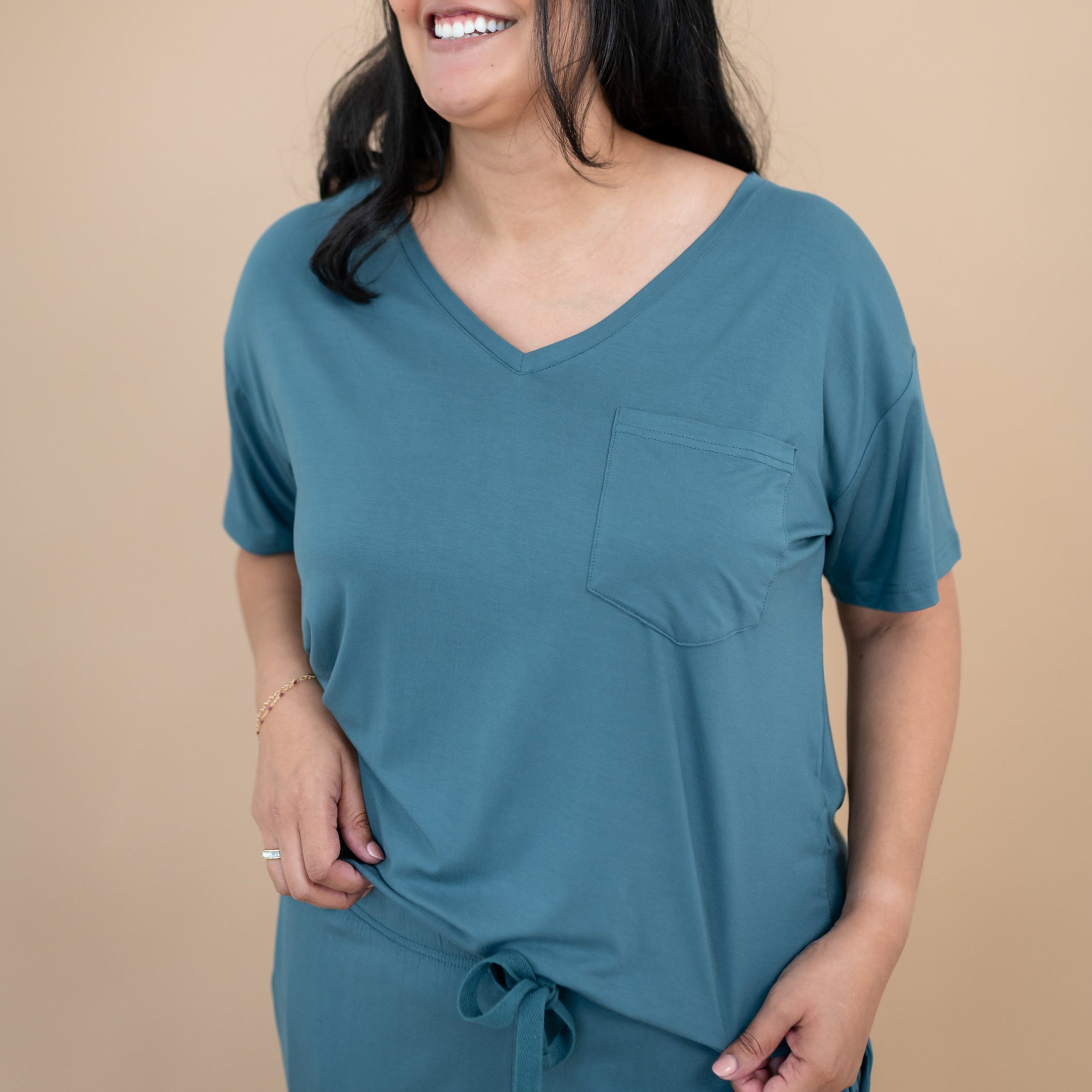 Women's Relaxed Fit V-Neck in Atlantic - Image 3