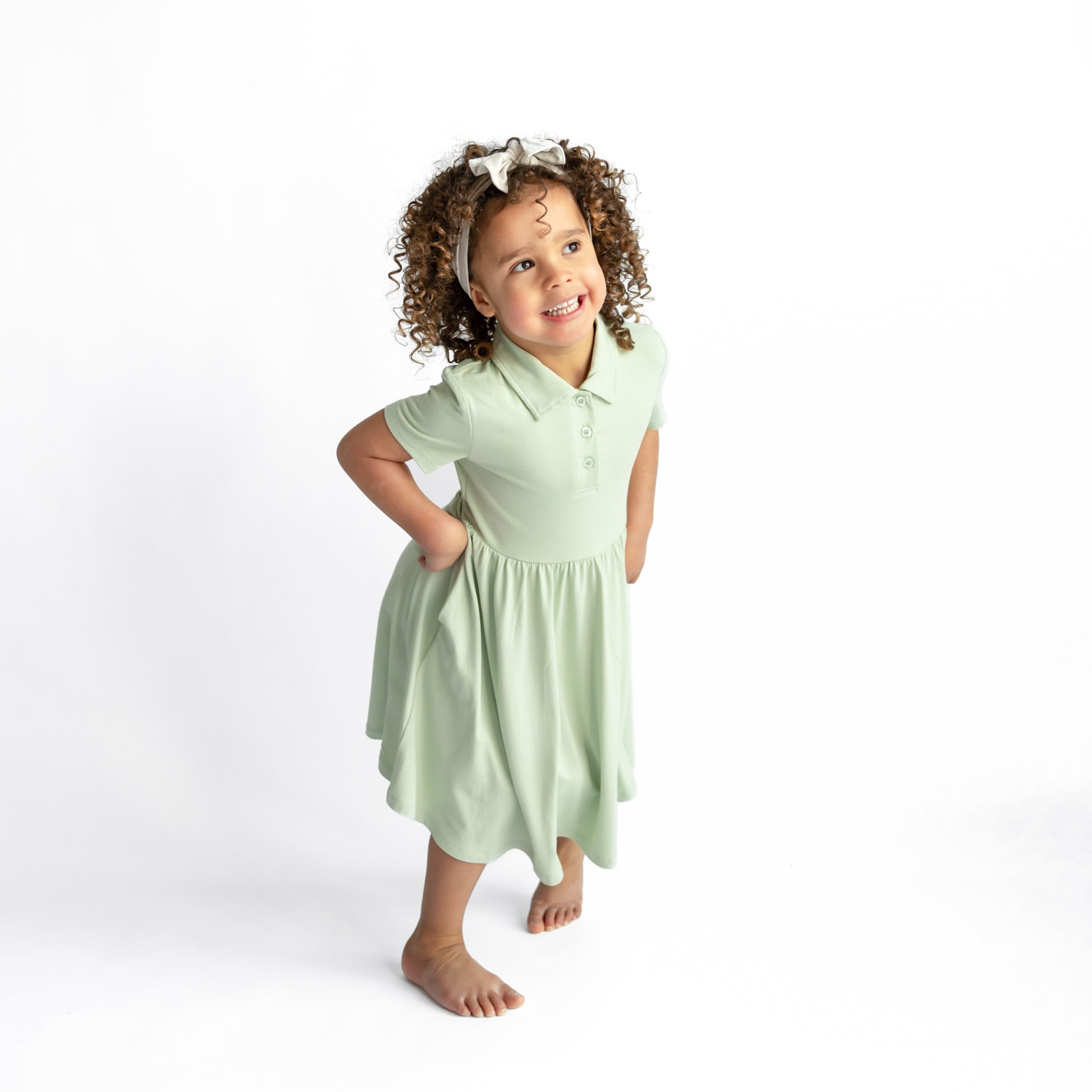 Polo Dress in Basil - Image 3