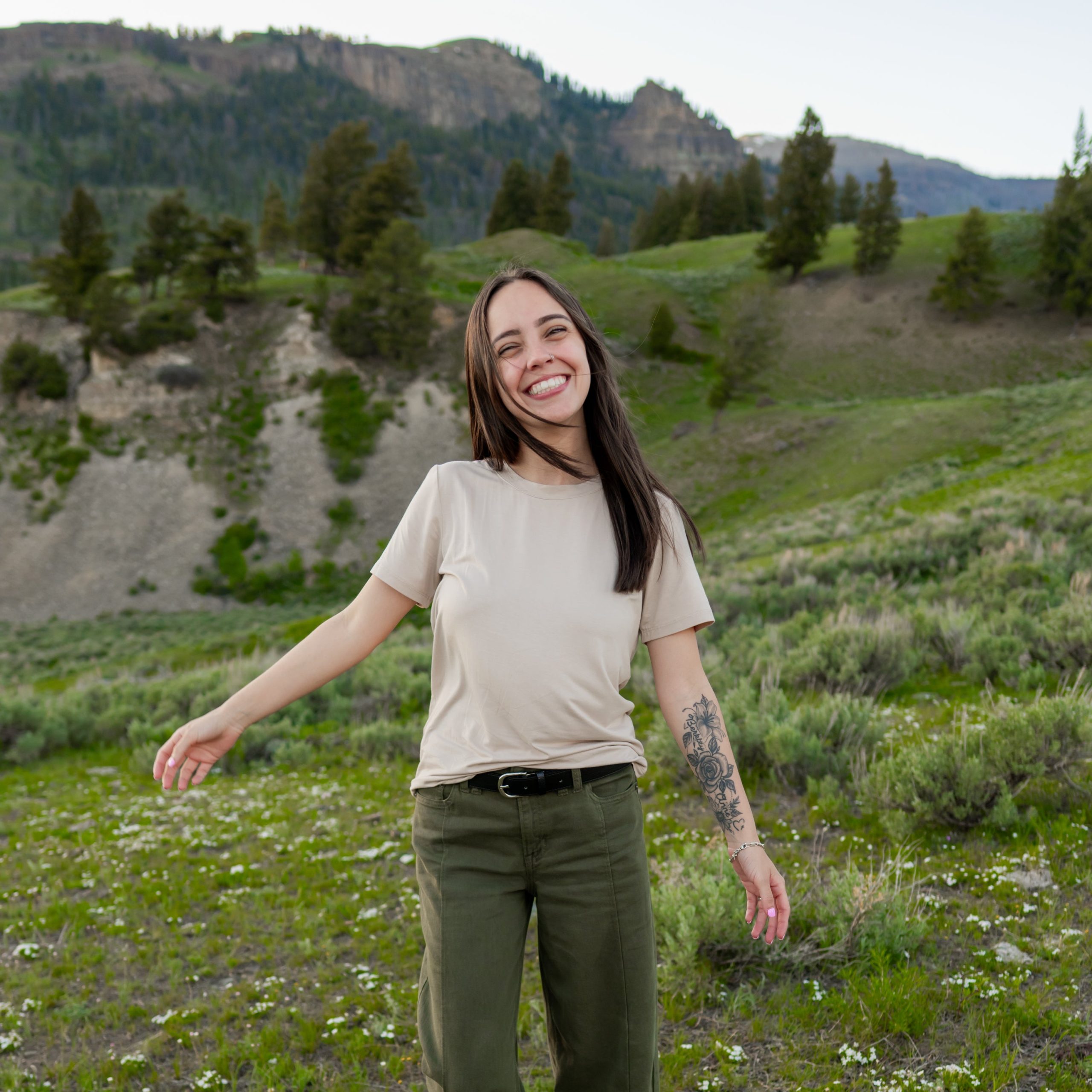 Women's Crew Neck Tee in Bisque - Image 3
