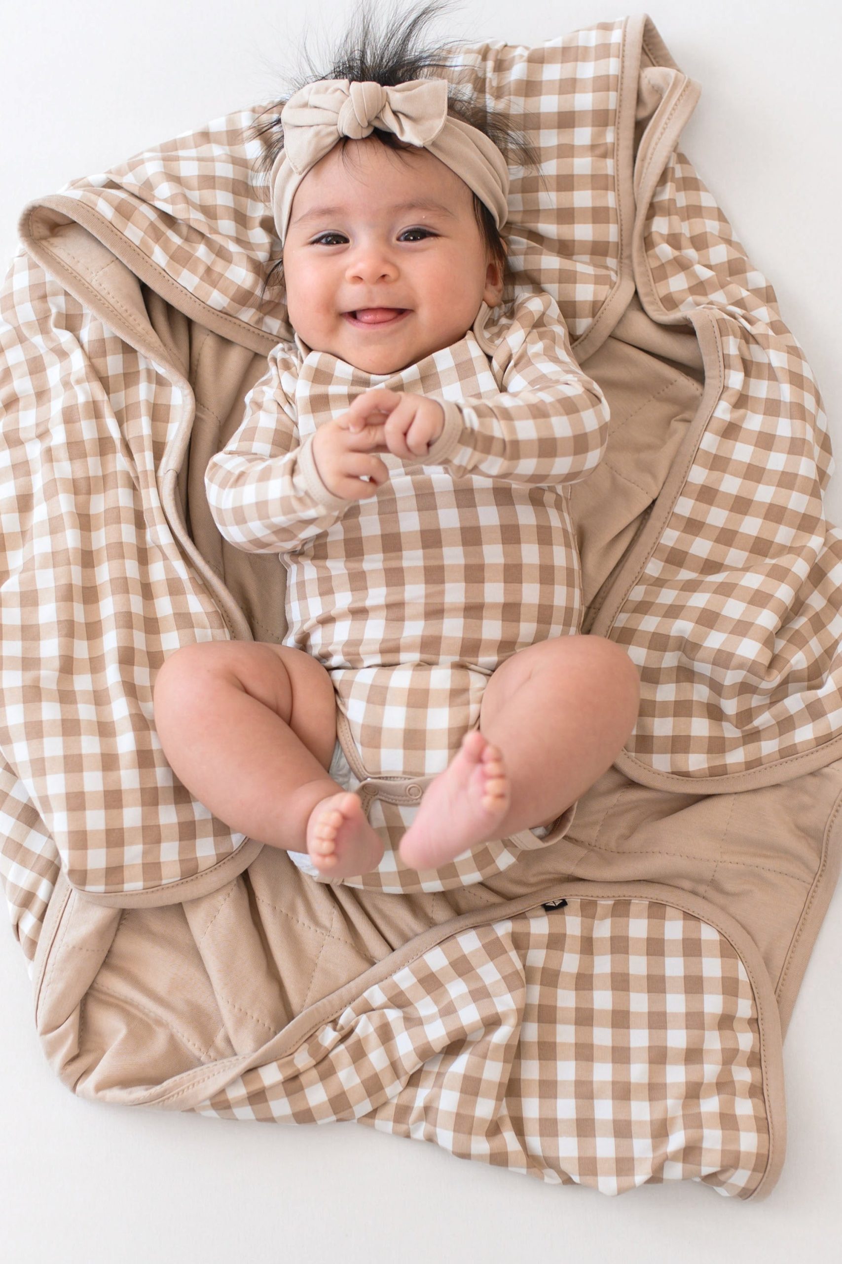 Baby Blanket in Gingham Bisque 1.0