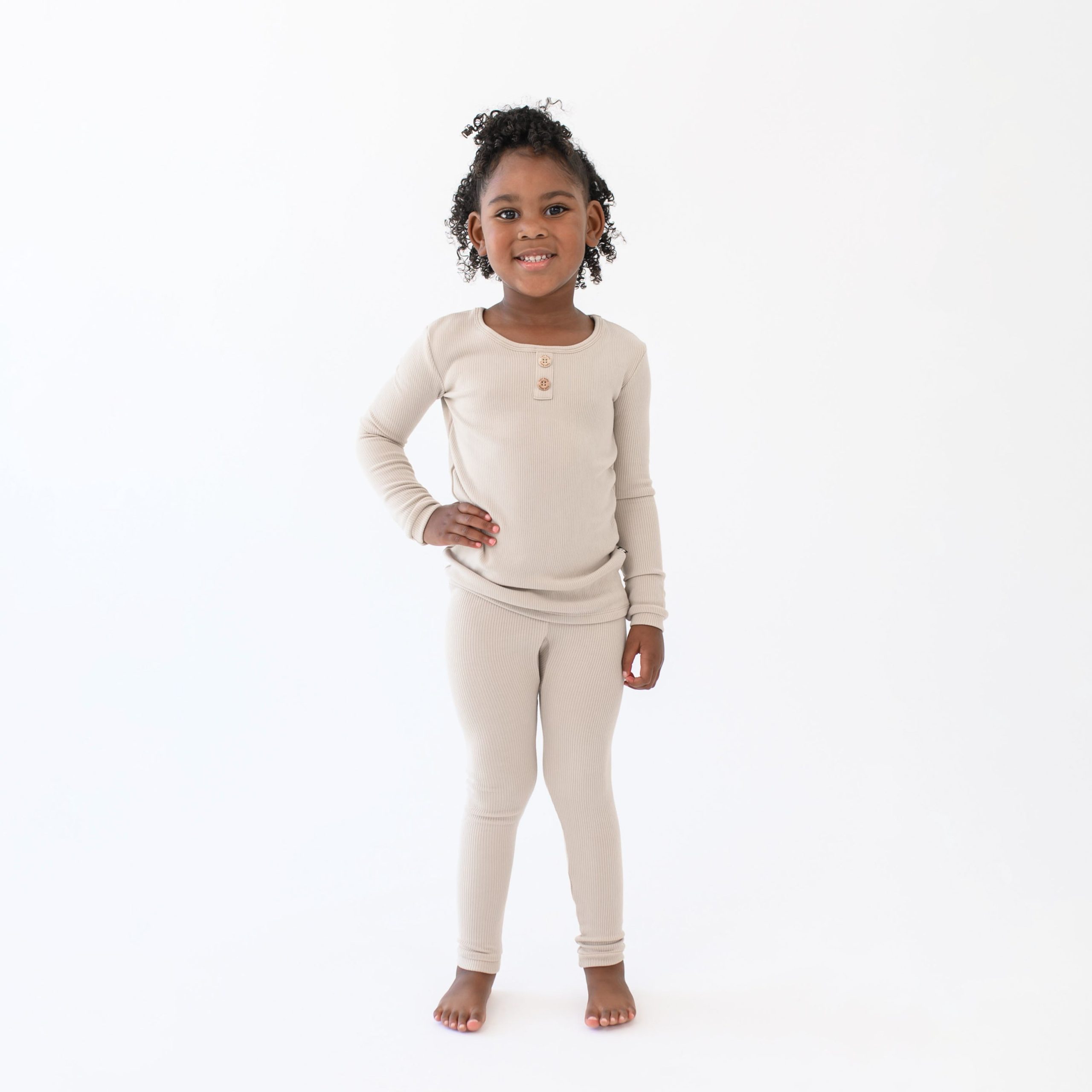 Ribbed Henley Set in Bisque - Image 6