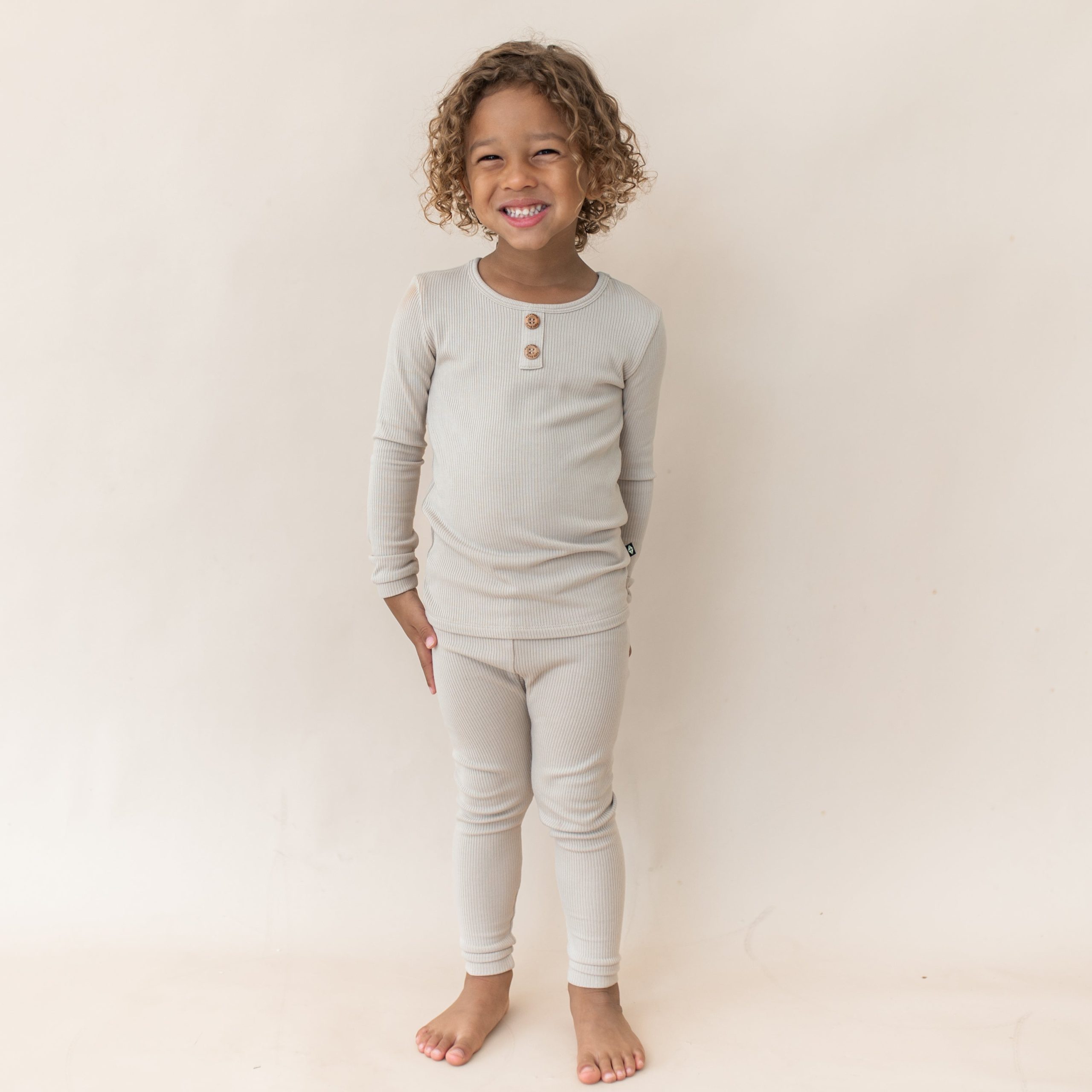 Ribbed Henley Set in Bisque - Image 7