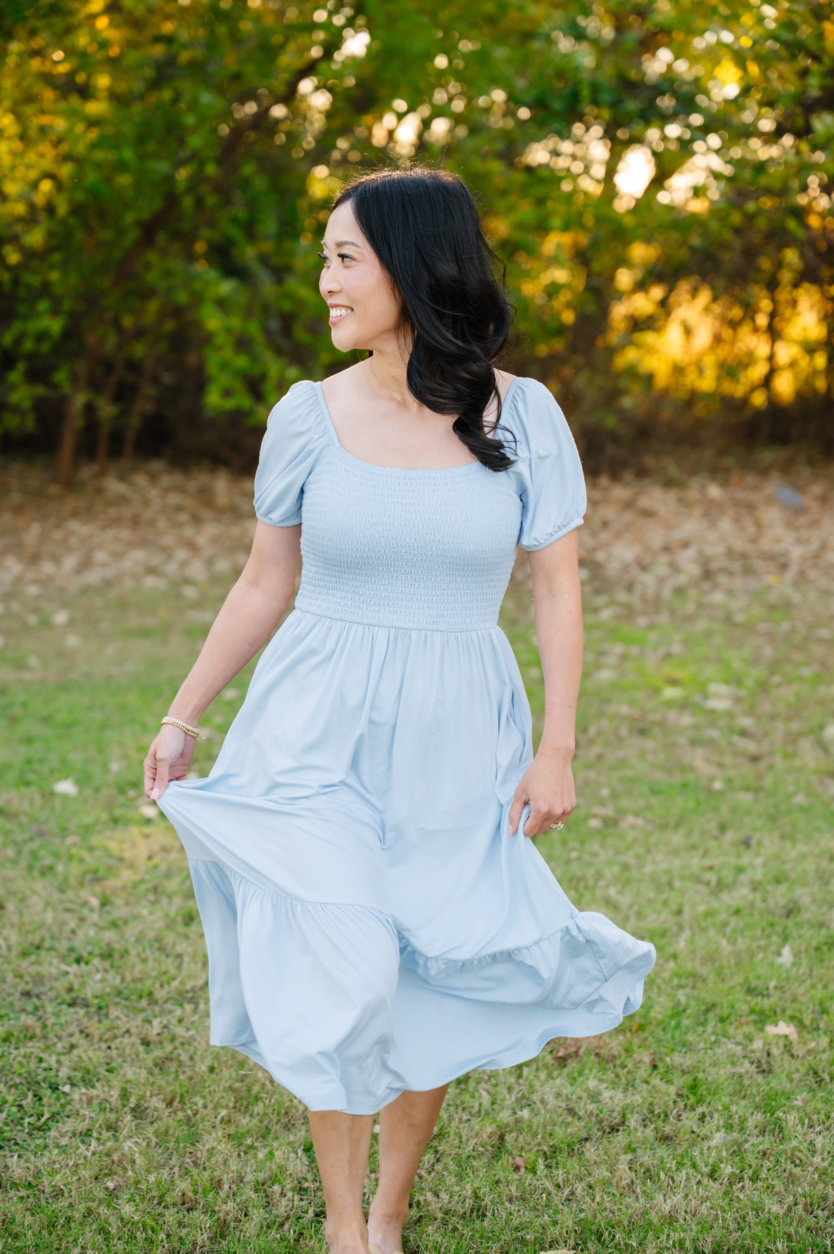 Women's Smocked Dress in Breeze - Image 4