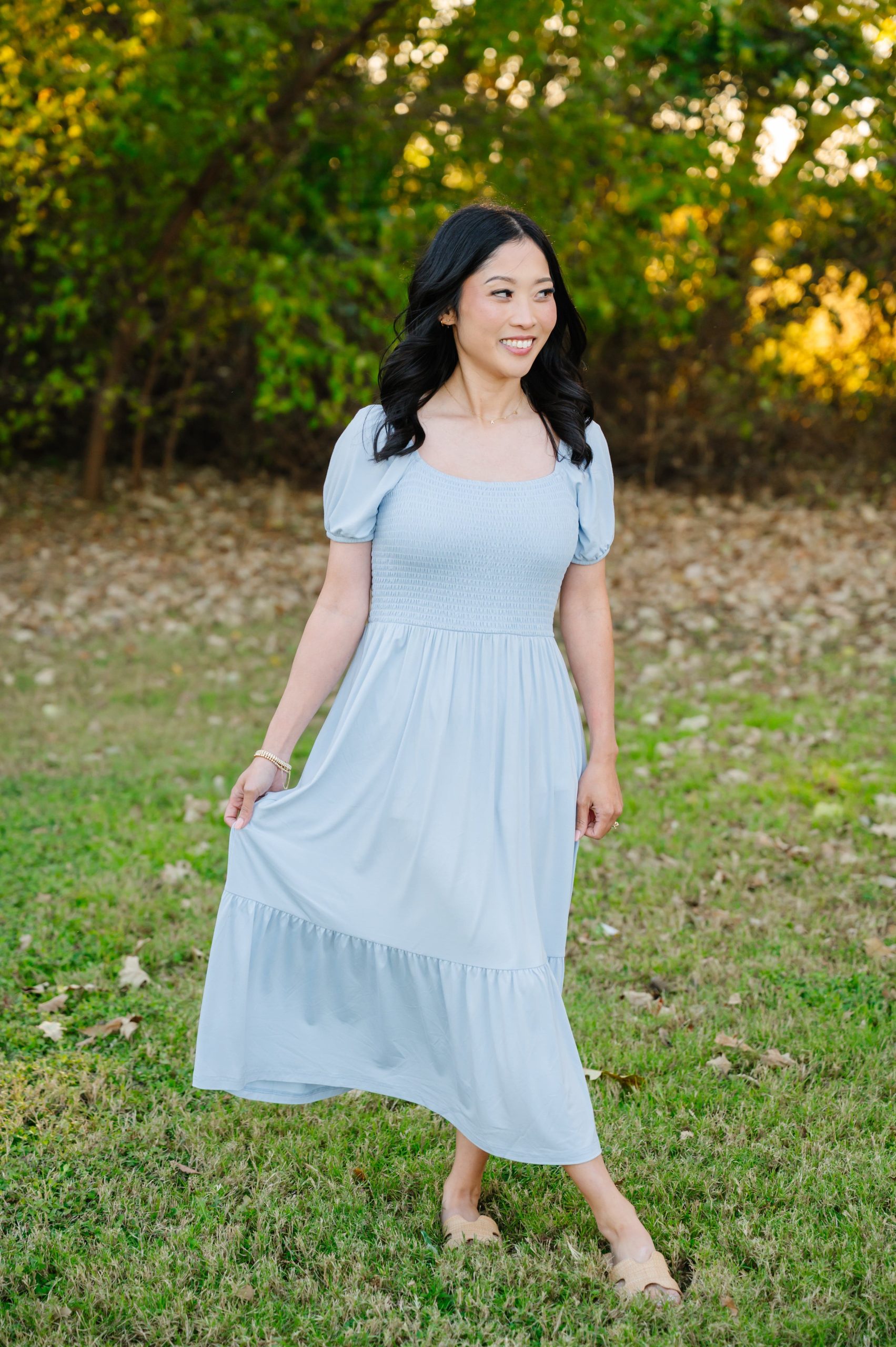 Women's Smocked Dress in Breeze - Image 5