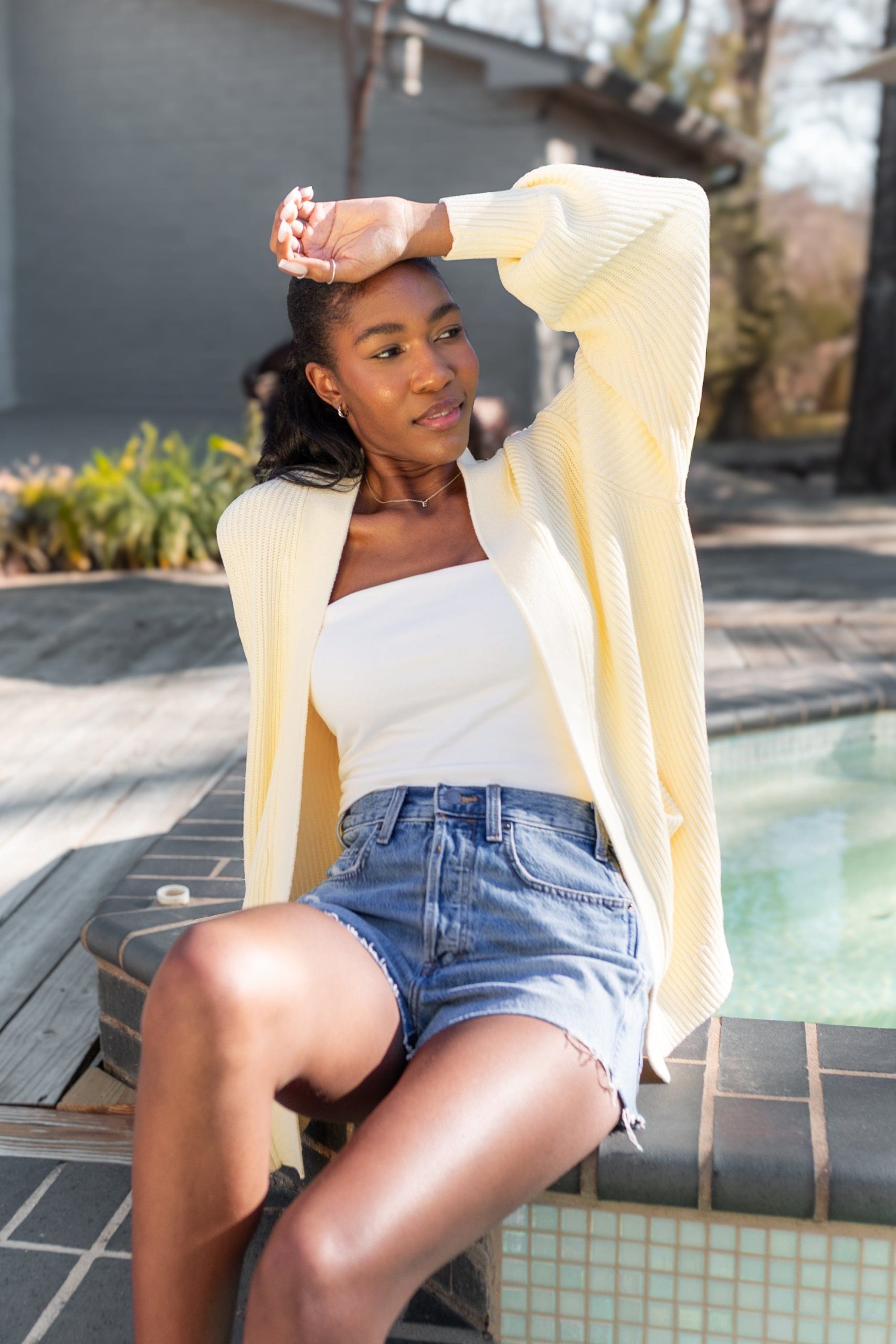 Chunky Knit Women's Oversized Cardigan in Chamomile - Image 4