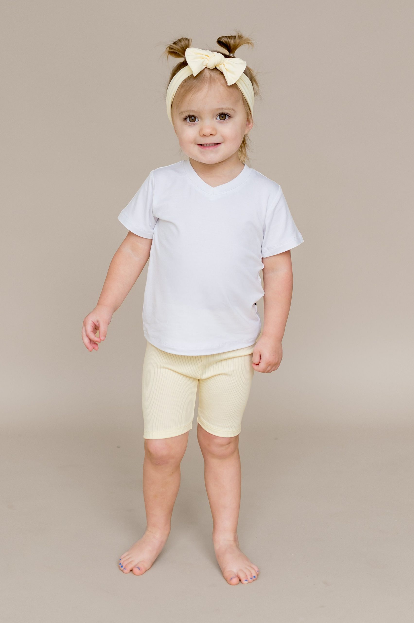 Ribbed Toddler Biker Shorts in Chamomile - Image 3